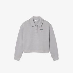 Kadın Oversize Fit Polo Yaka Gri Sweatshirt Gri
