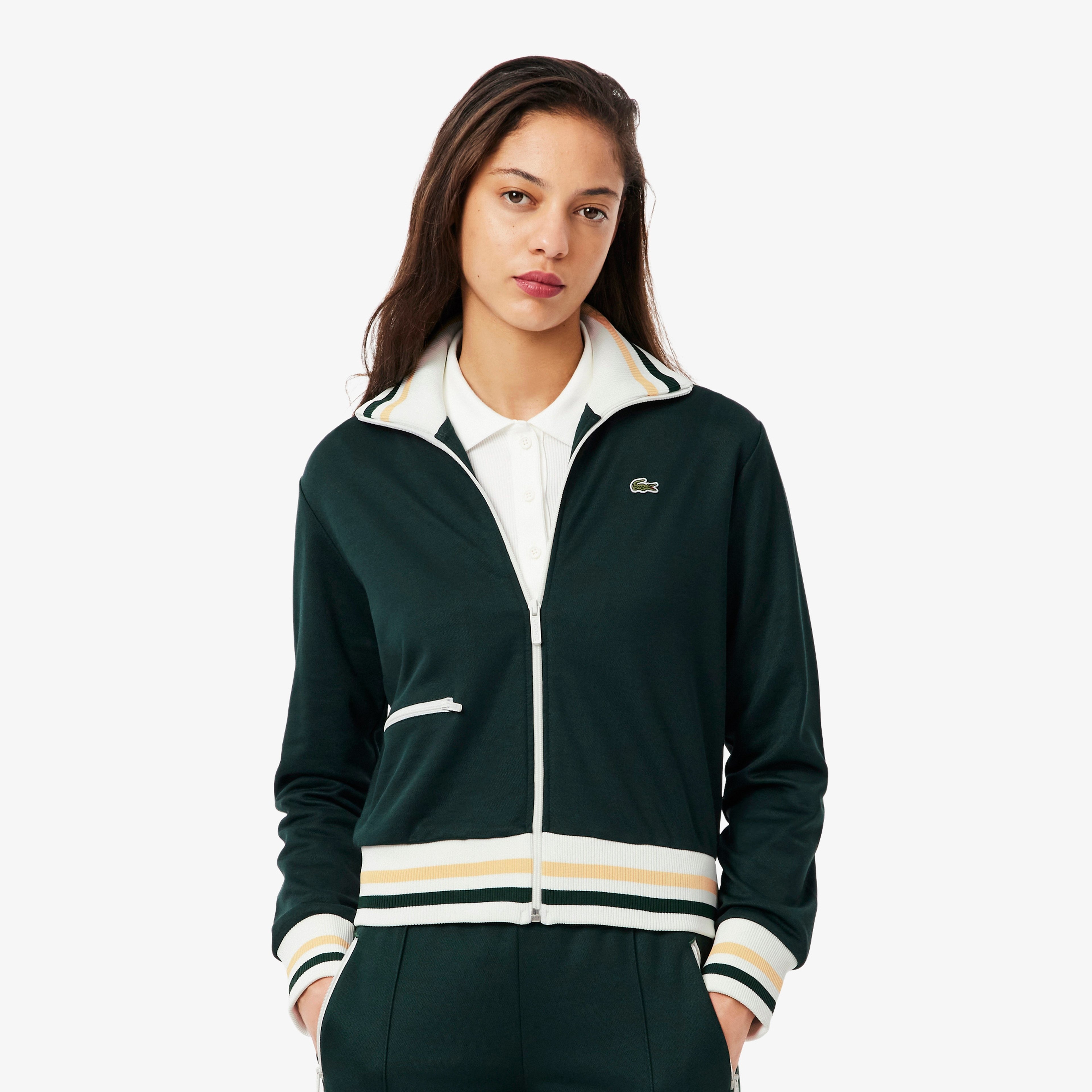 Kadın Regular Fit Fermuarlı Renk Bloklu Koyu Yeşil Sweatshirt Kadın Regular Fit Fermuarlı Renk Bloklu Koyu Yeşil Sweatshirt