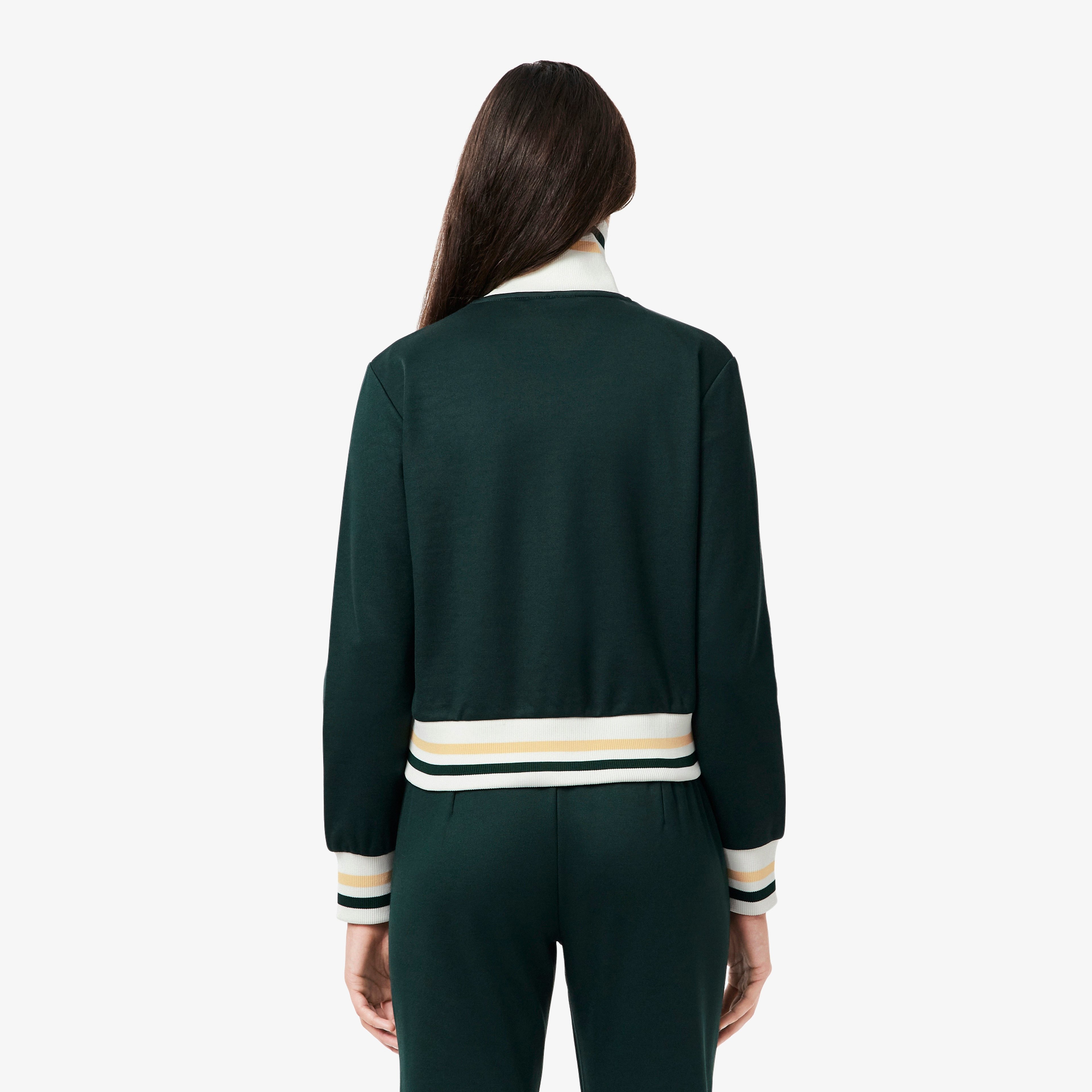 Kadın Regular Fit Fermuarlı Renk Bloklu Koyu Yeşil Sweatshirt Kadın Regular Fit Fermuarlı Renk Bloklu Koyu Yeşil Sweatshirt