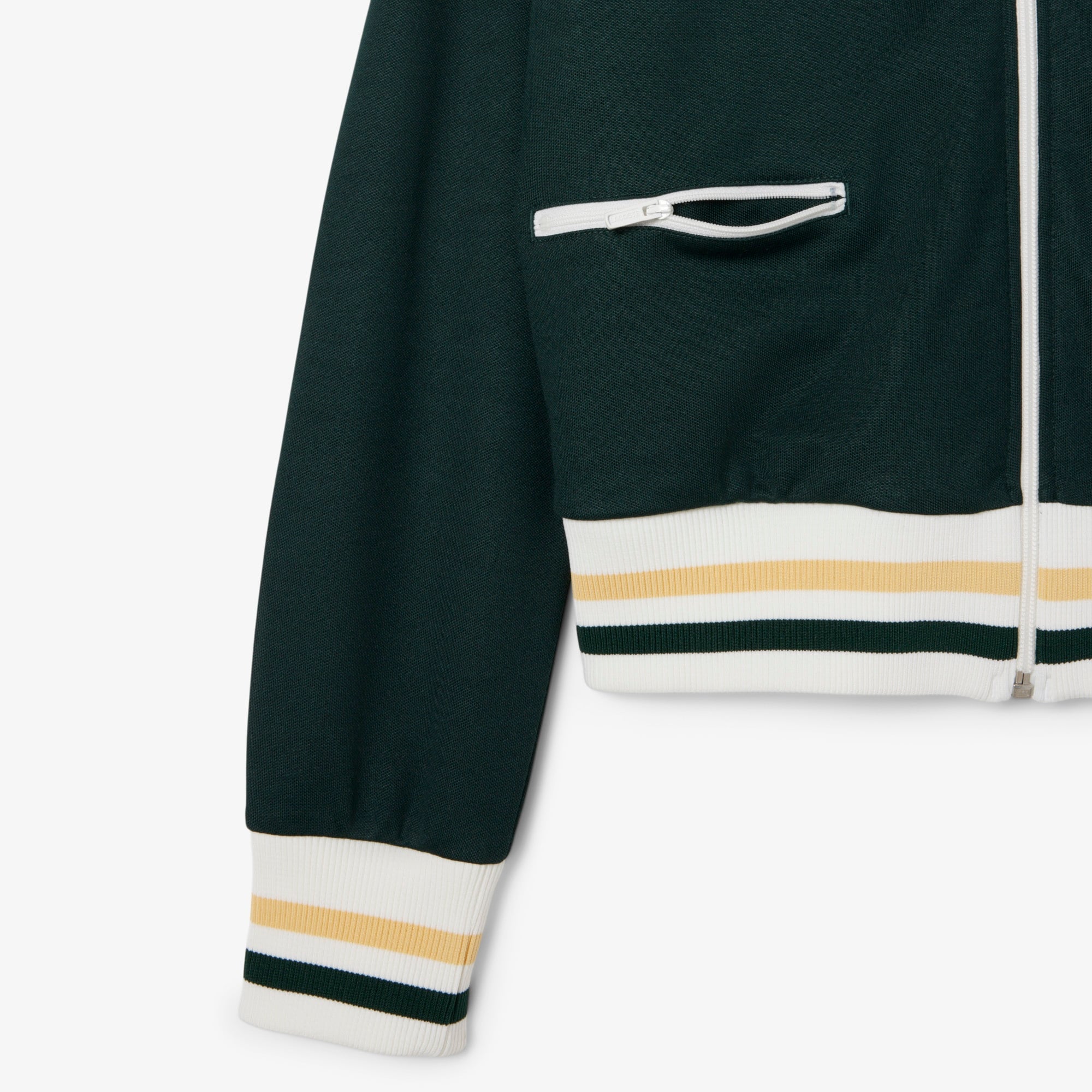 Kadın Regular Fit Fermuarlı Renk Bloklu Koyu Yeşil Sweatshirt