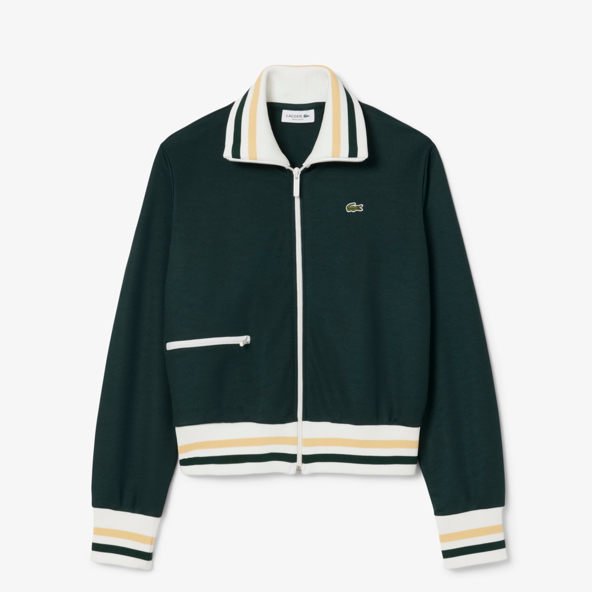 Kadın Regular Fit Fermuarlı Renk Bloklu Koyu Yeşil Sweatshirt