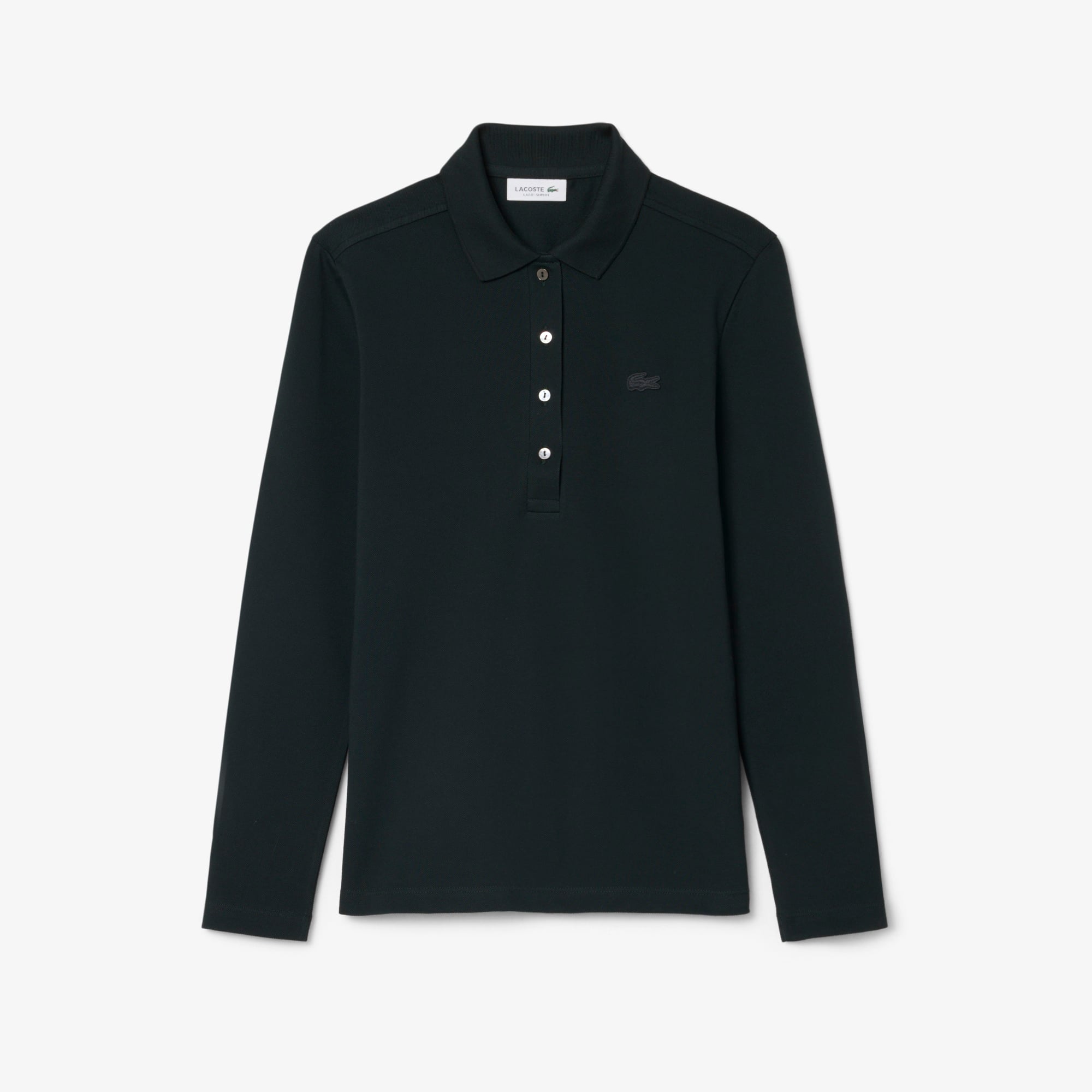 L.12.D Kadın Slim Fit Uzun Kollu Koyu Yeşil Polo