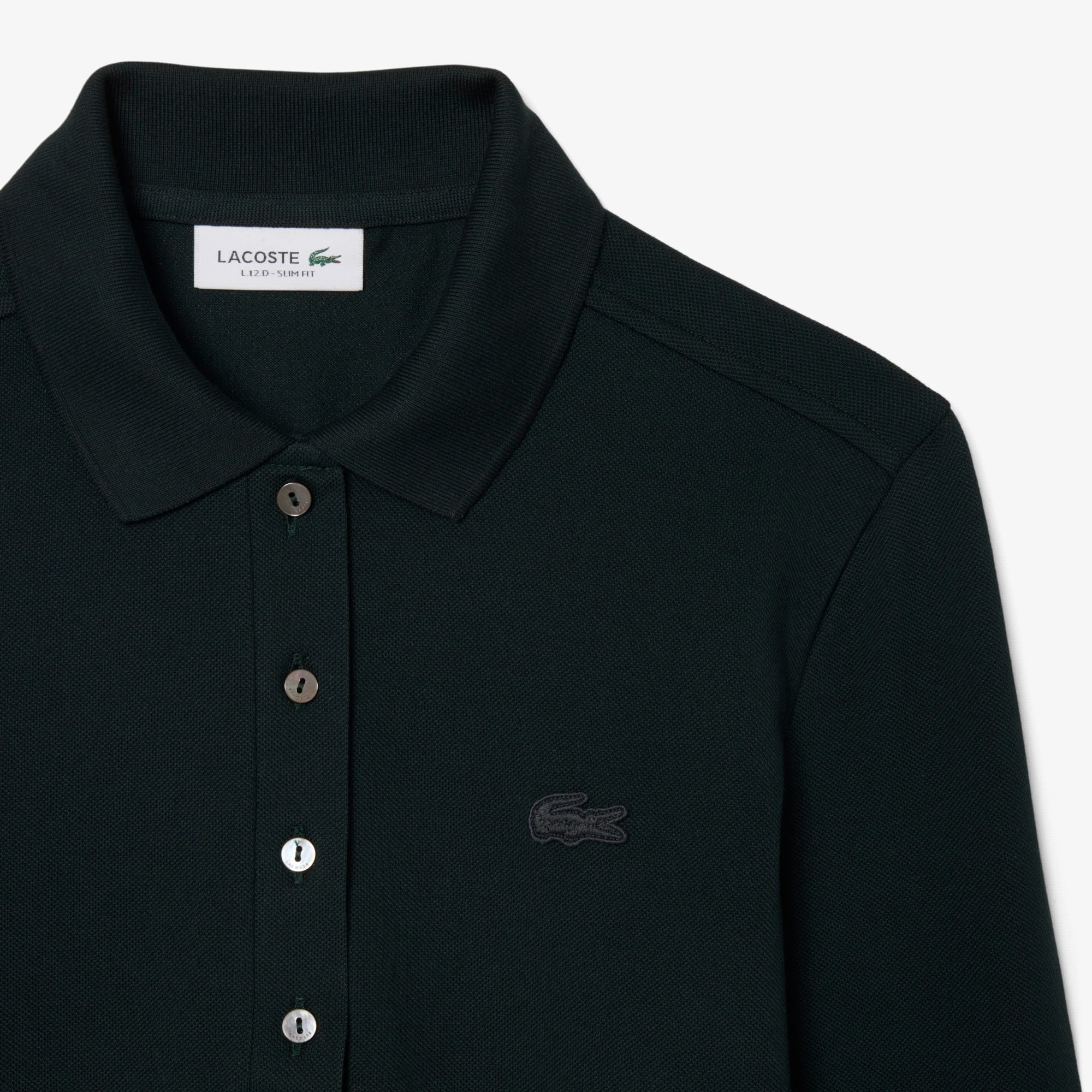 L.12.D Kadın Slim Fit Uzun Kollu Koyu Yeşil Polo