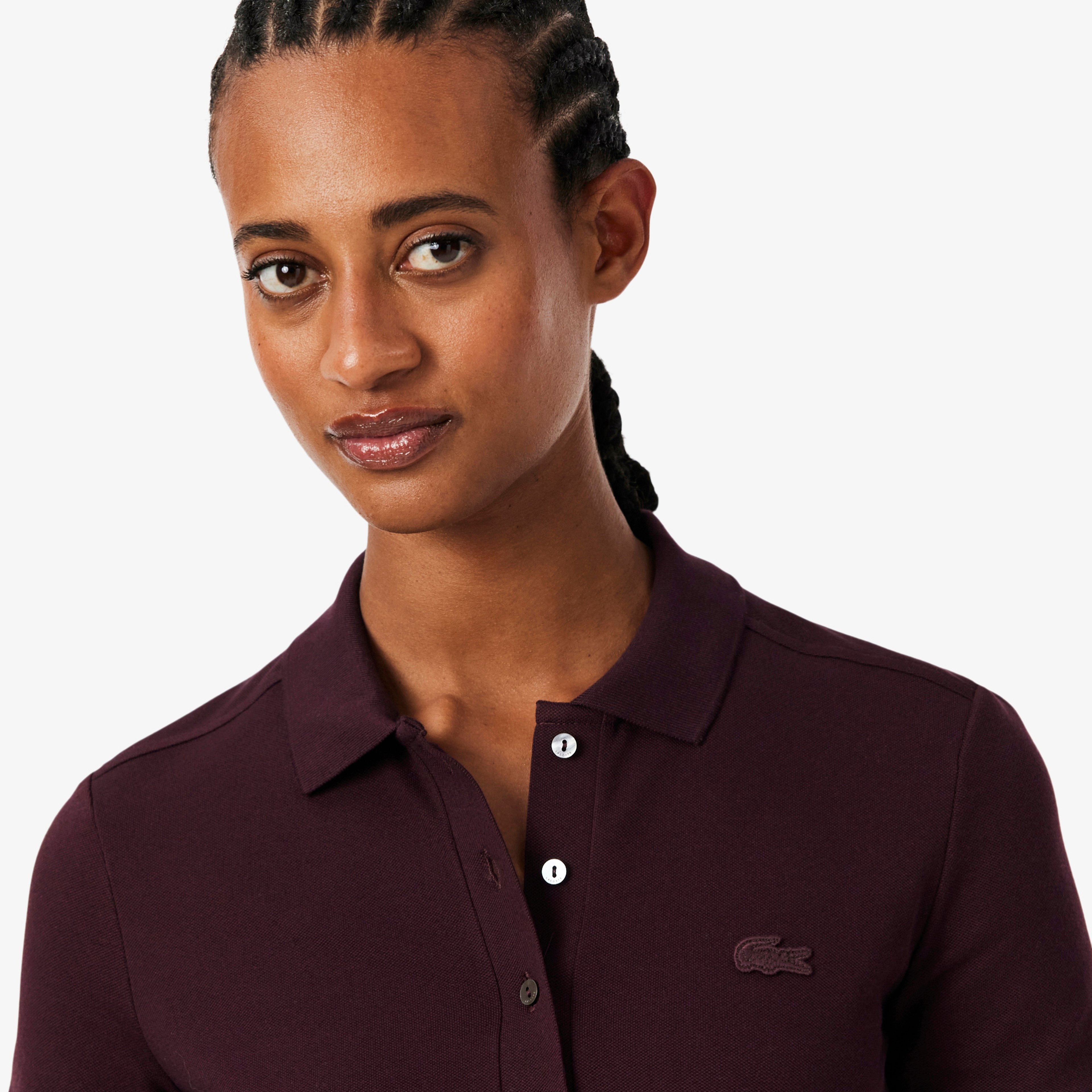 L.12.D Kadın Slim Fit Bordo Polo