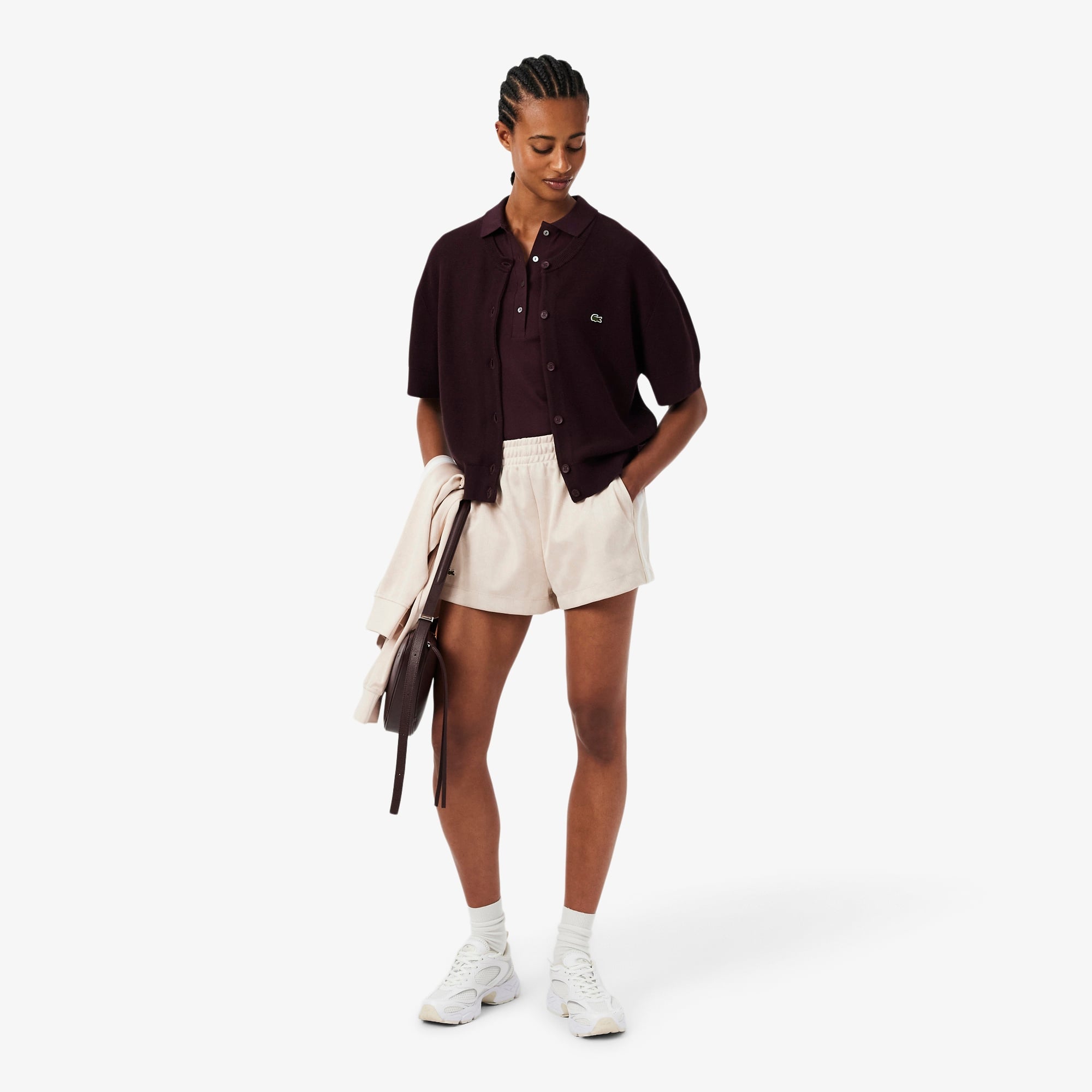 L.12.D Kadın Slim Fit Bordo Polo
