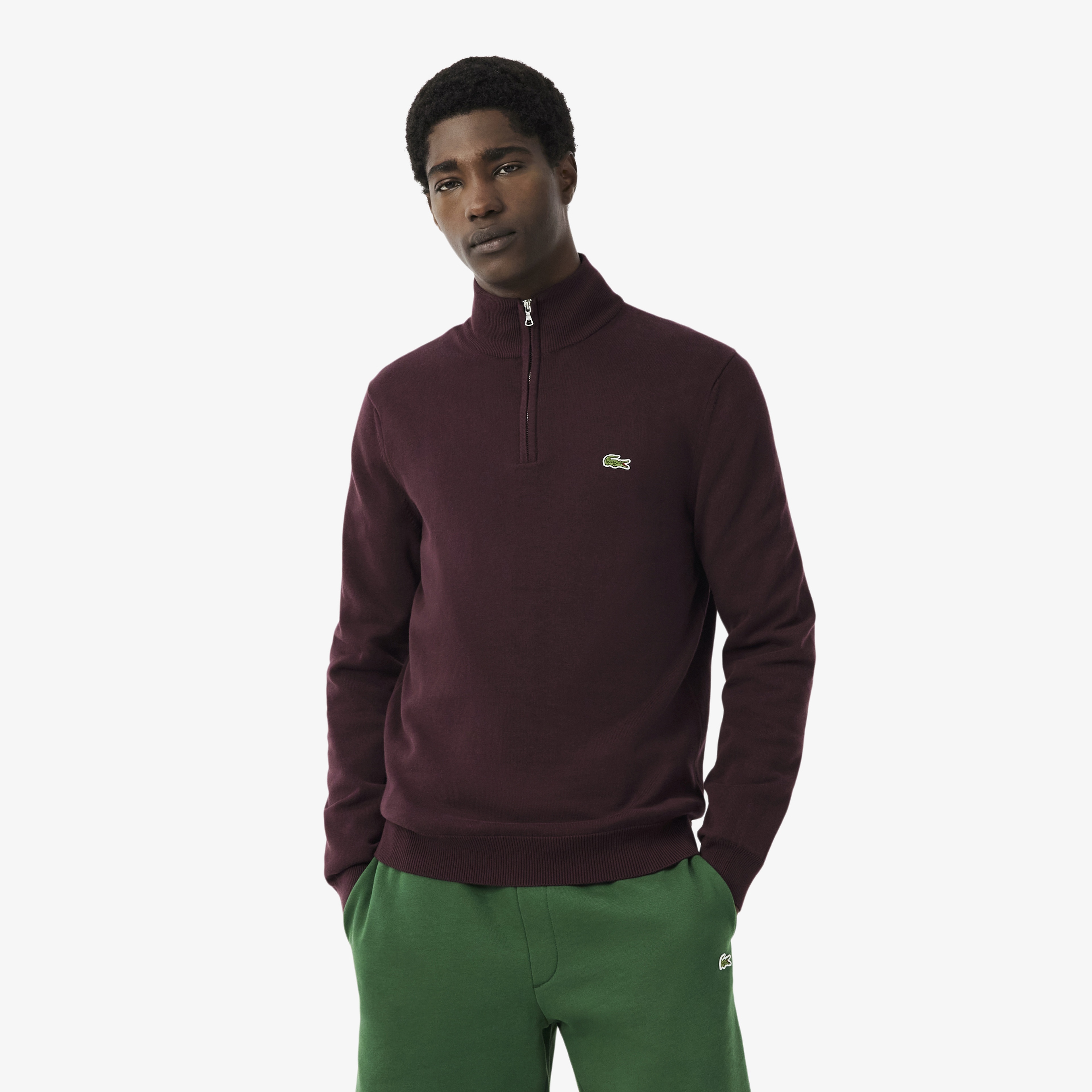Erkek Regular Fit Yarım Fermuarlı Bordo Kazak Erkek Regular Fit Yarım Fermuarlı Bordo Kazak