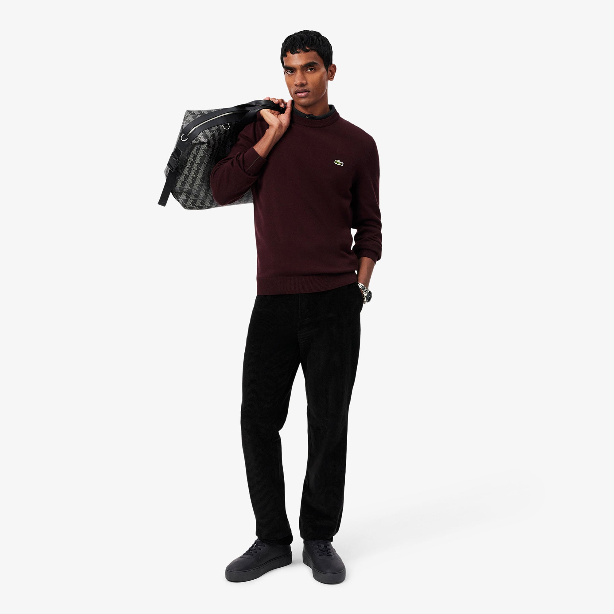 Erkek Regular Fit Bisiklet Yaka Bordo Kazak