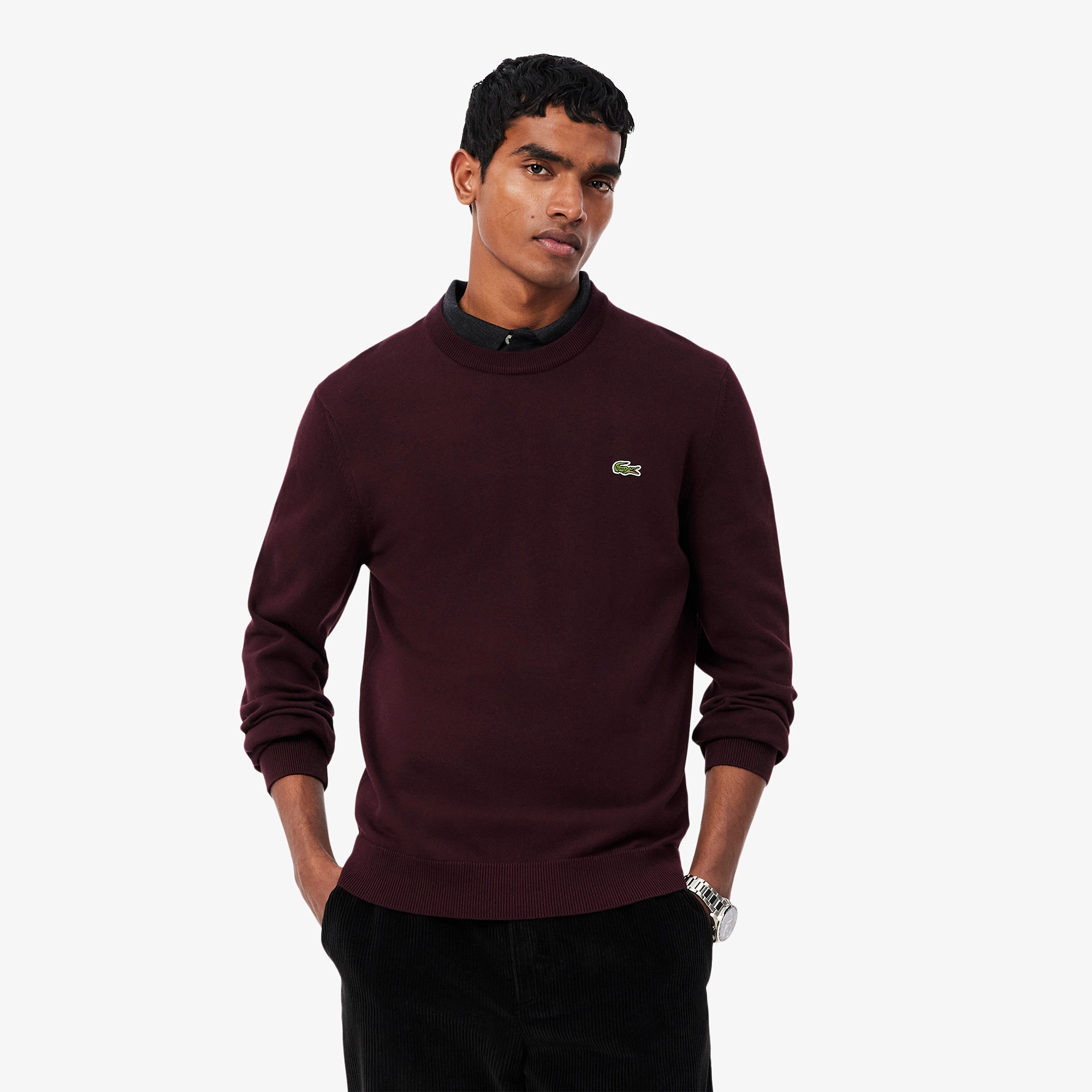 Erkek Regular Fit Bisiklet Yaka Bordo Kazak
