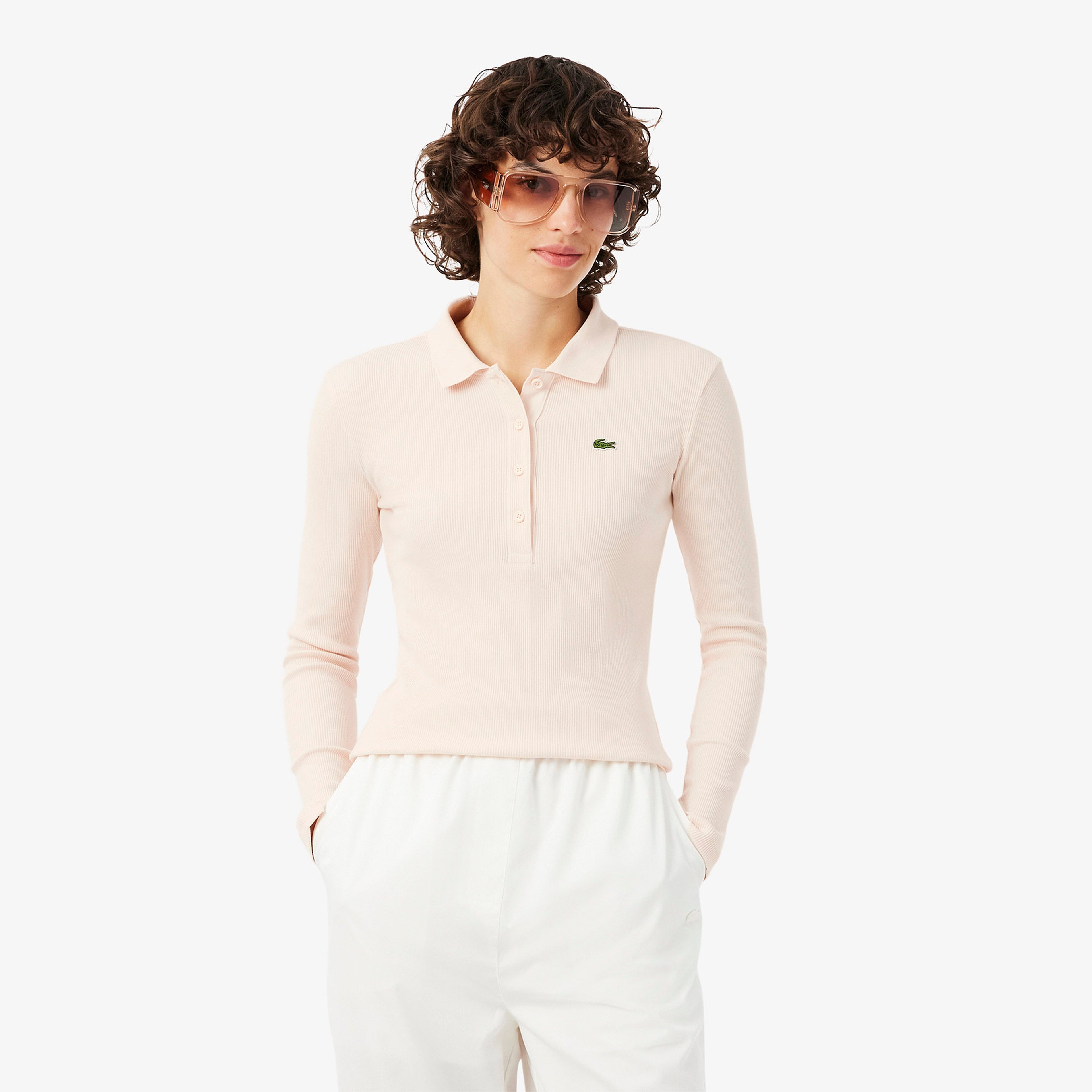 L.12.D Kadın Slim Fit Uzun Kollu Açık Pembe Polo L.12.D Kadın Slim Fit Uzun Kollu Açık Pembe Polo
