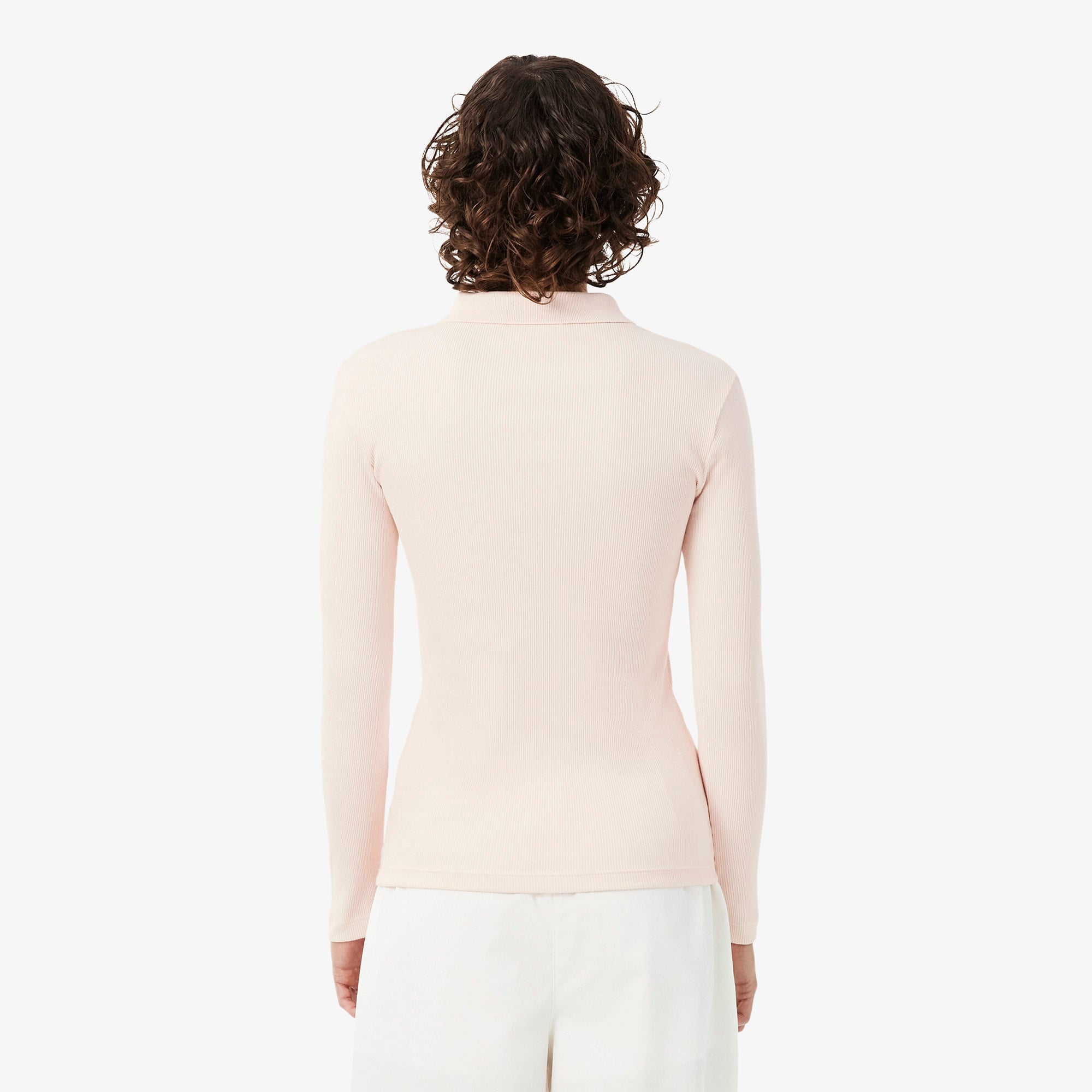 L.12.D Kadın Slim Fit Uzun Kollu Açık Pembe Polo