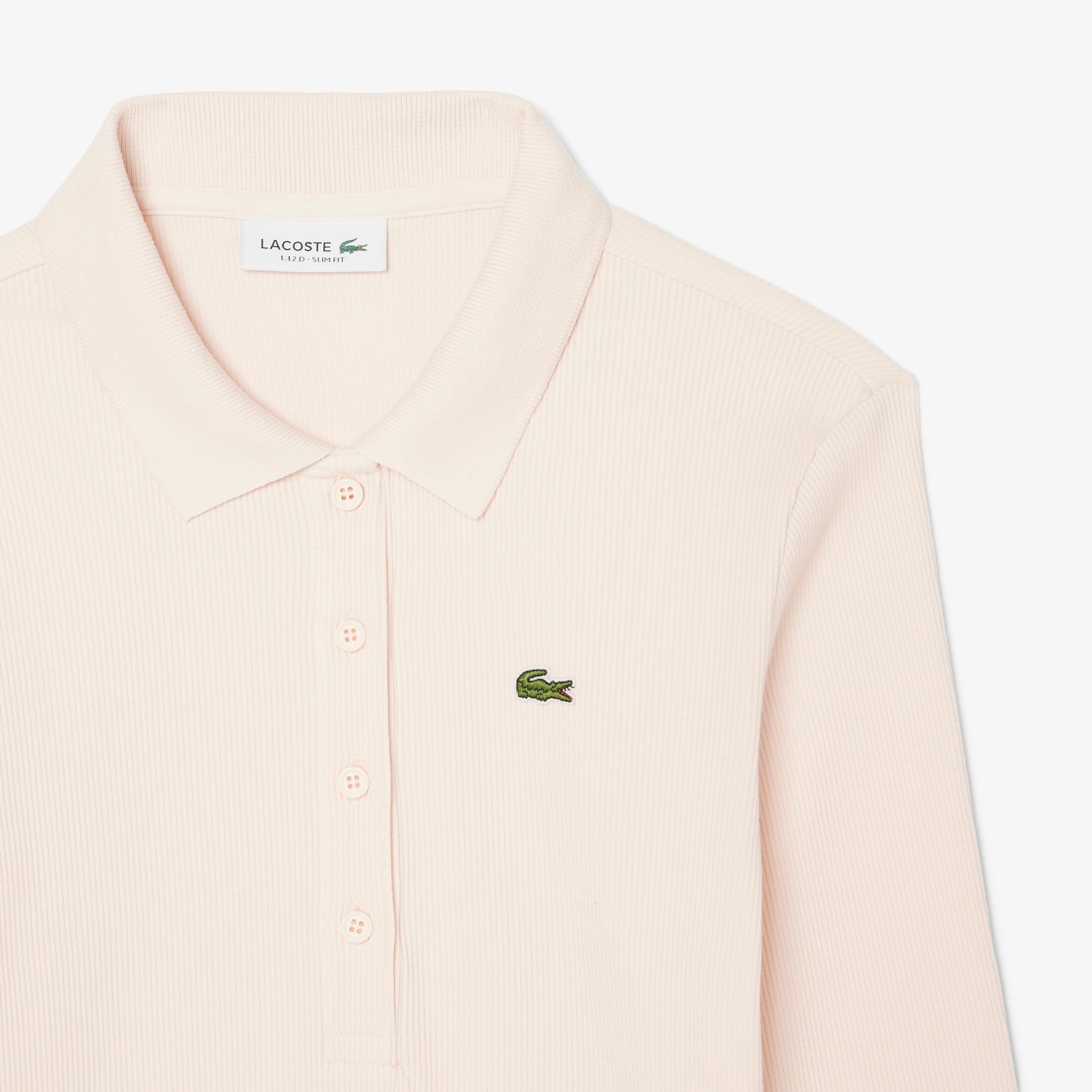 L.12.D Kadın Slim Fit Uzun Kollu Açık Pembe Polo