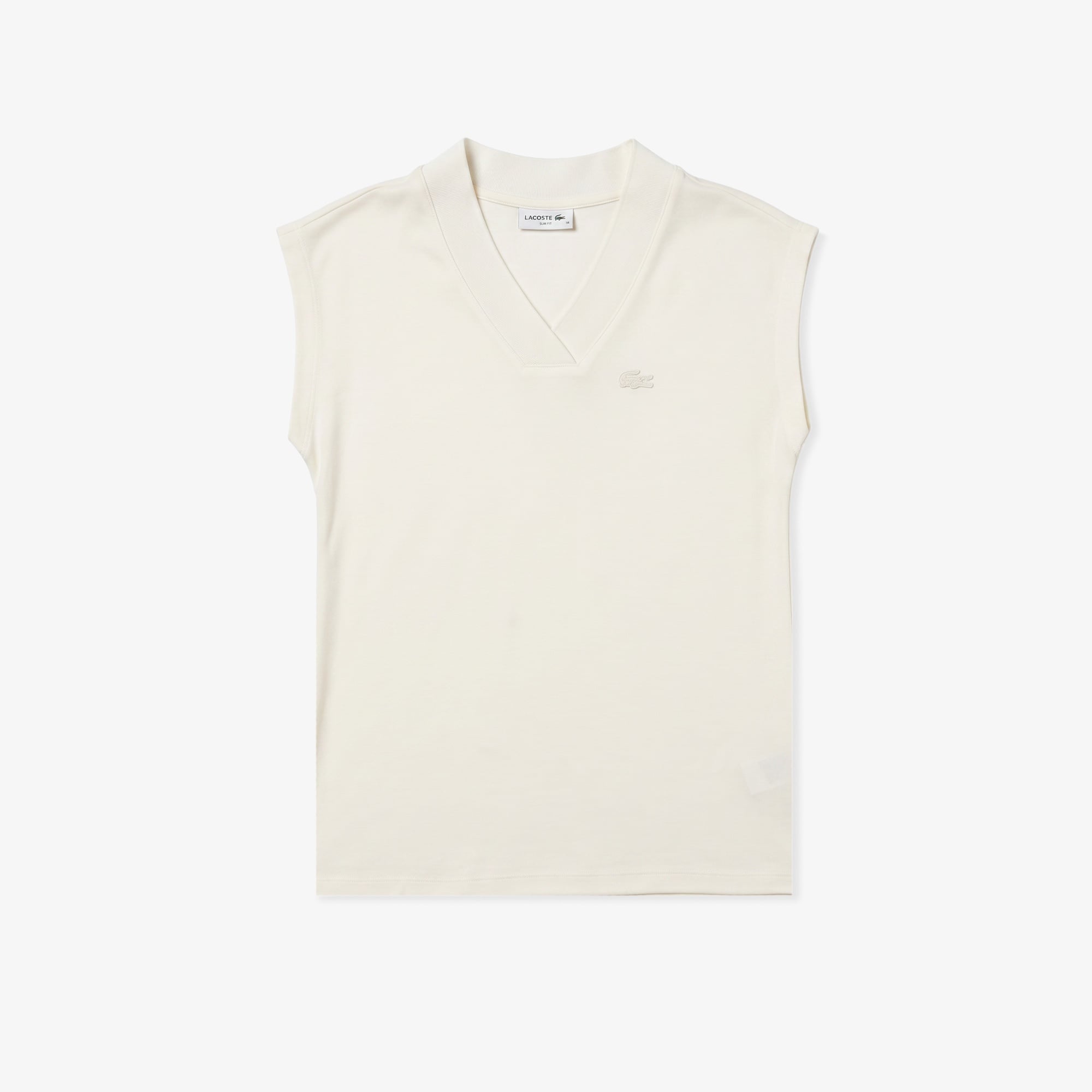 Kadın Slim Fit Kolsuz V Yaka Krem Bluz