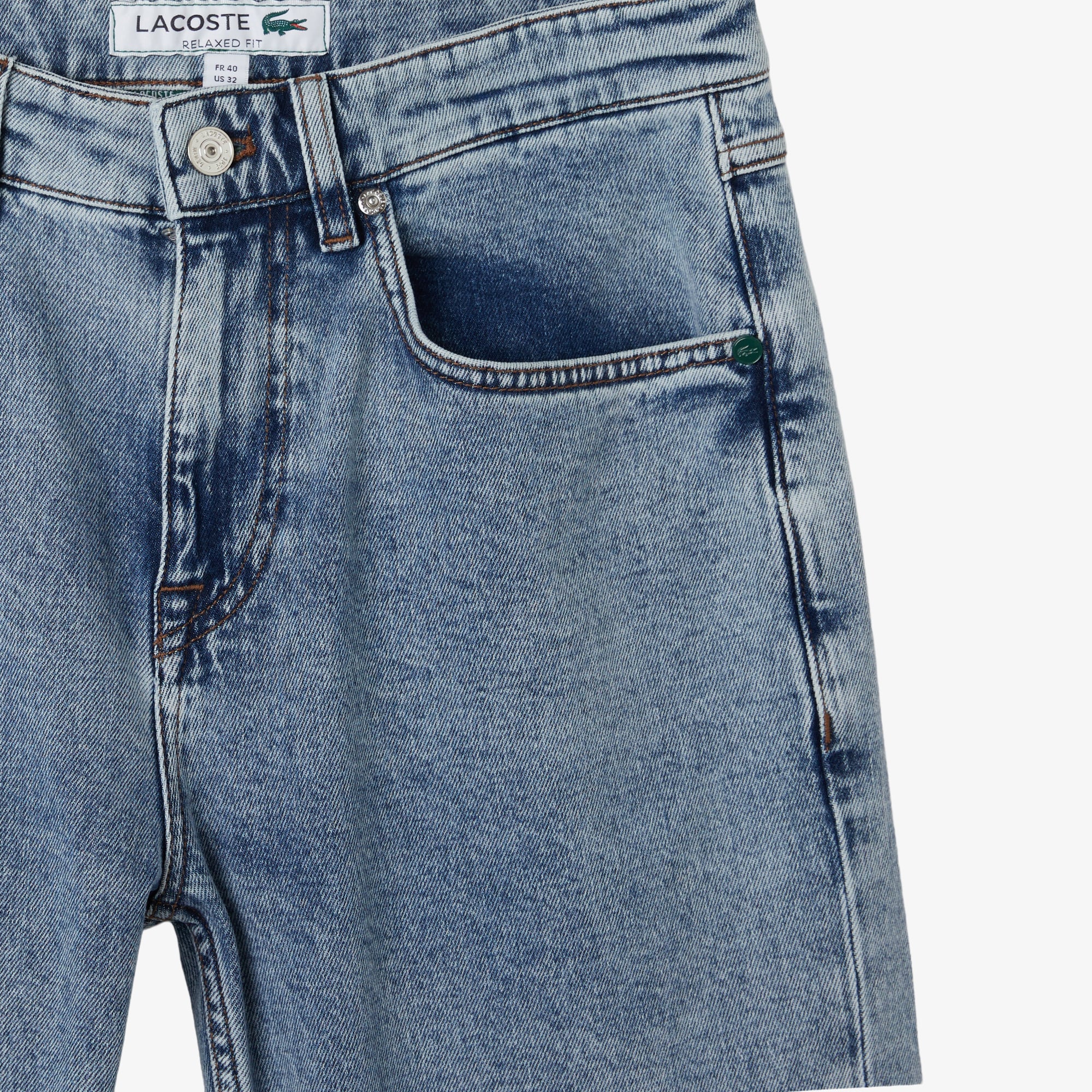 Lacoste Erkek Relaxed Fit Mavi Jean Pantolon görsel 4
