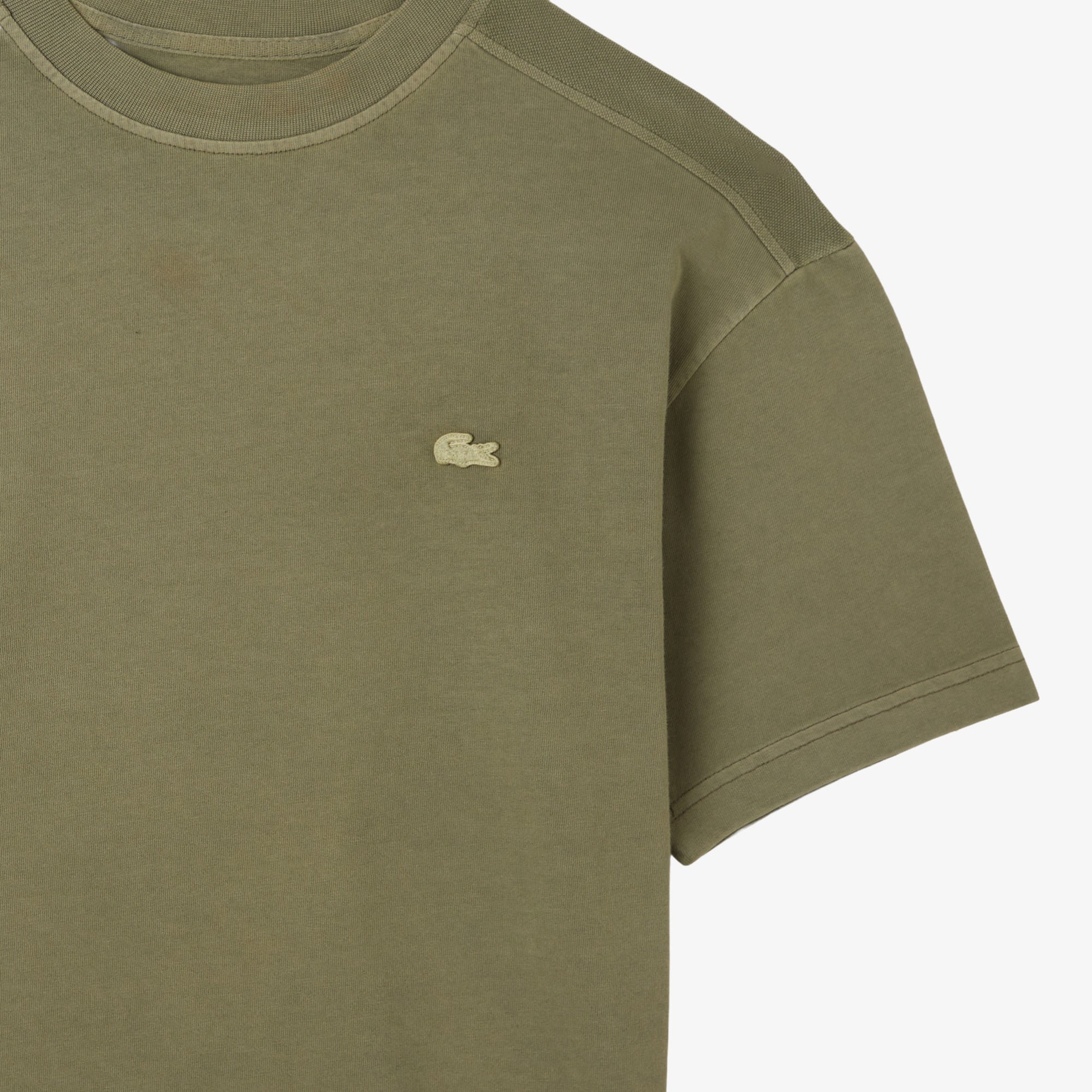 Erkek Relaxed Fit Bisiklet Yaka Haki T-Shirt