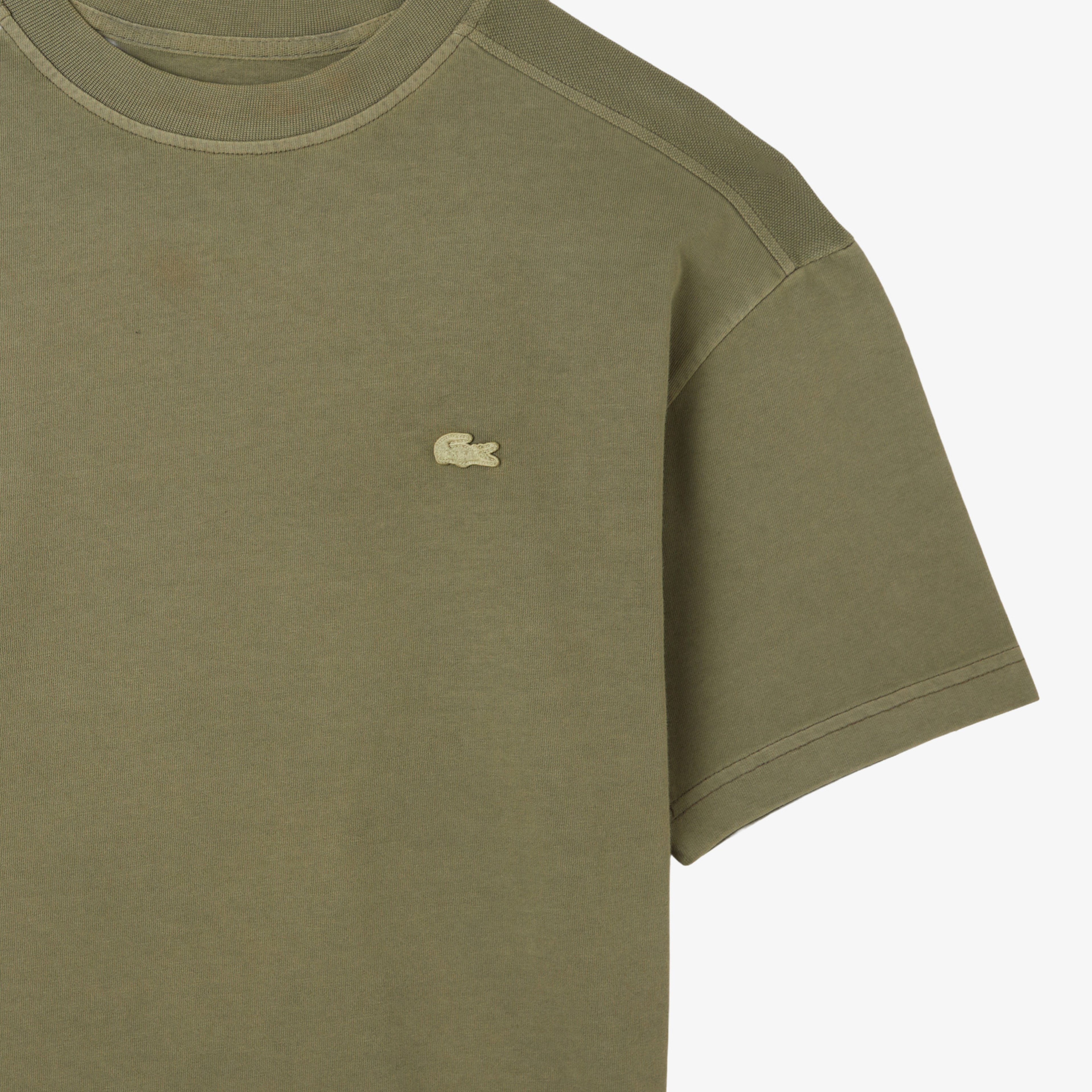 Erkek Relaxed Fit Bisiklet Yaka Haki T-Shirt