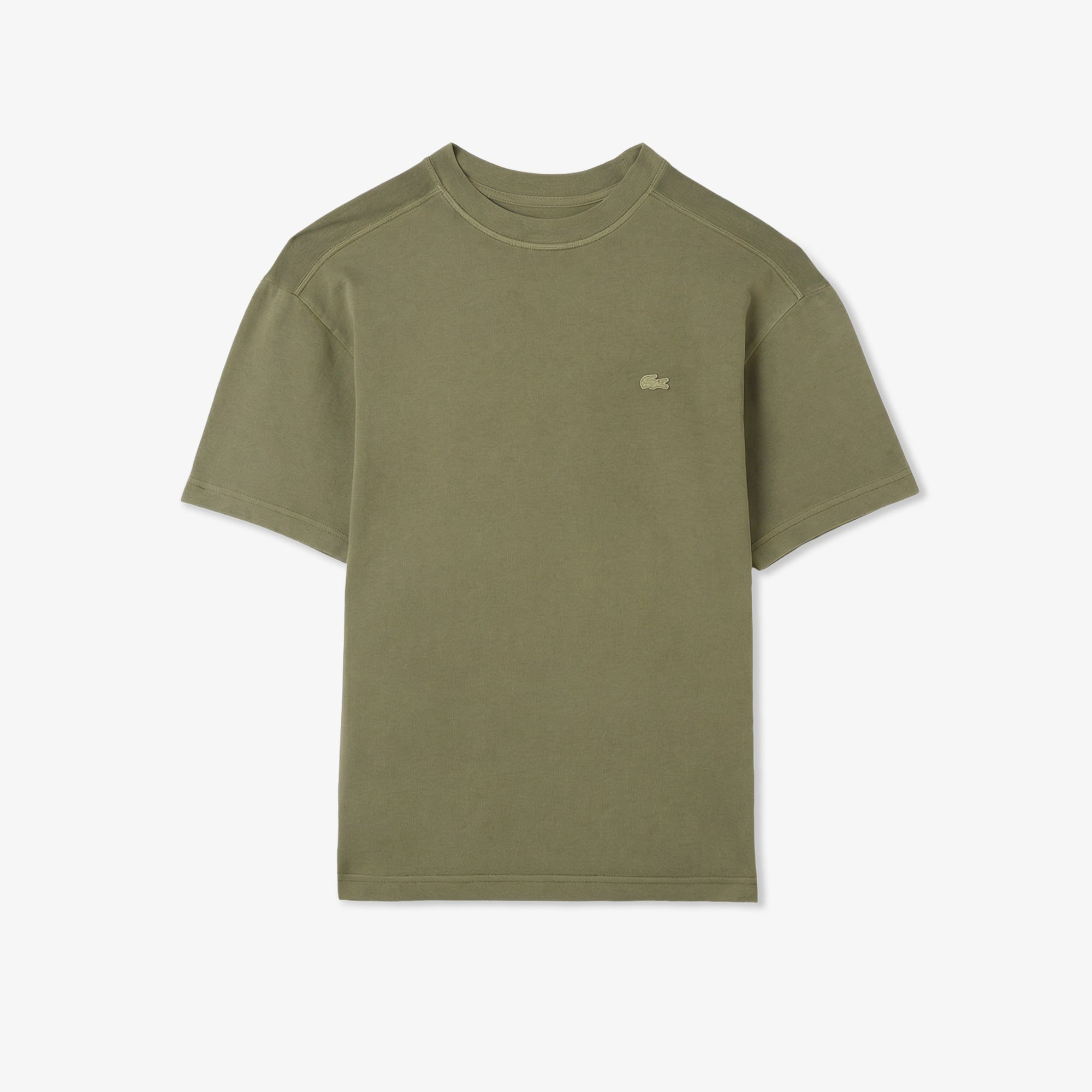 Erkek Relaxed Fit Bisiklet Yaka Haki T-Shirt