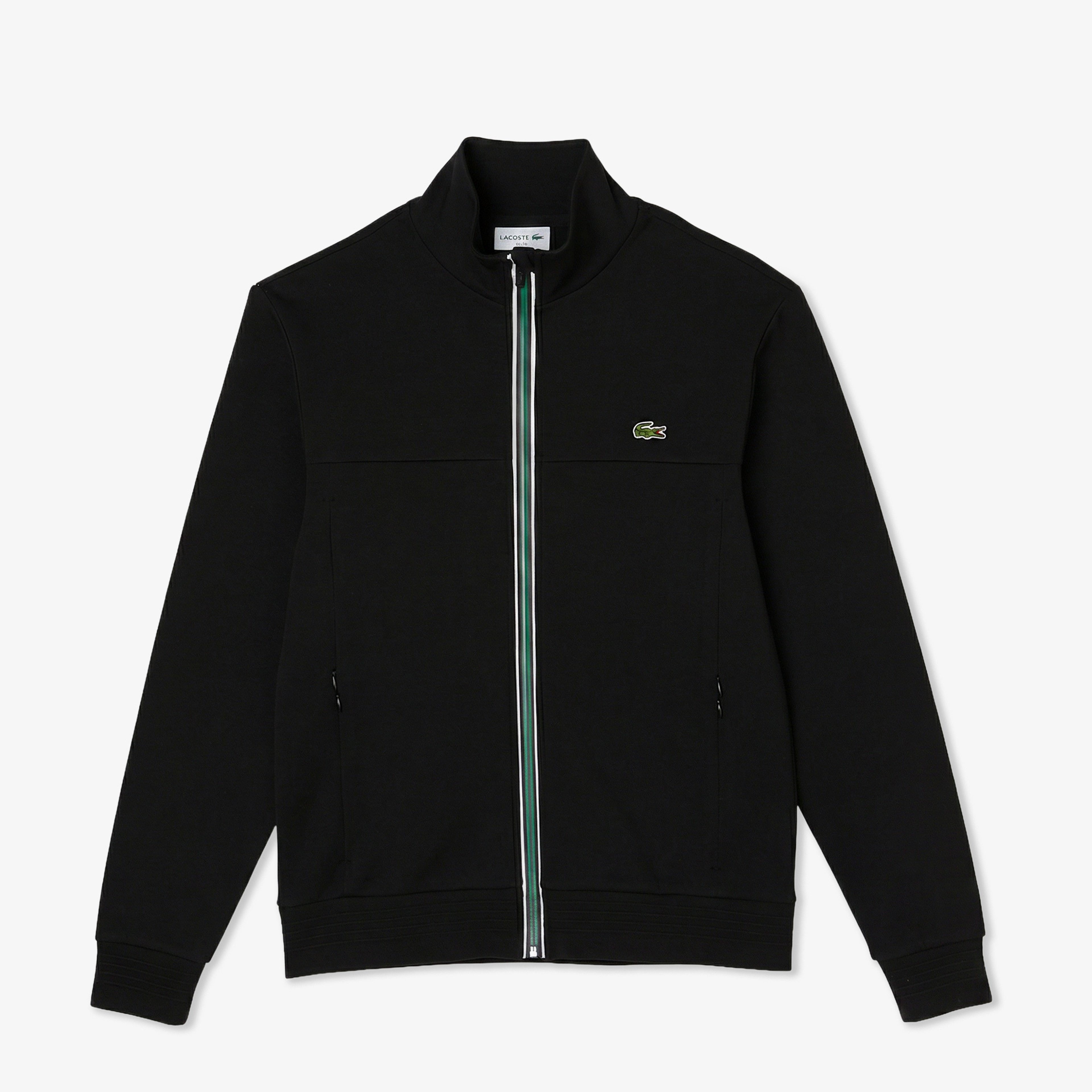 Erkek Slim Fit Fermuarlı Siyah Sweatshirt