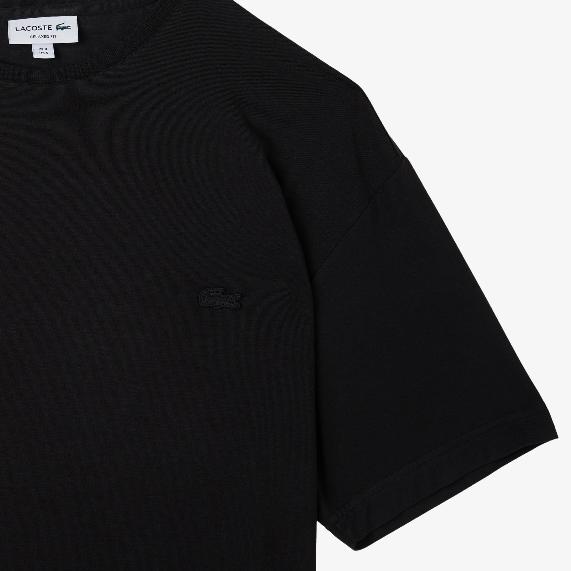 Lacoste Erkek Relaxed Fit Bisiklet Yaka Siyah T-Shirt görsel 4