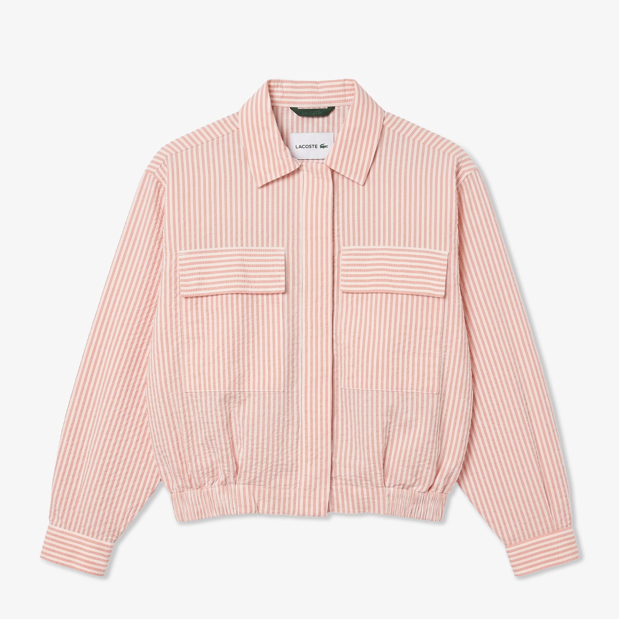 Lacoste Kadın Relaxed Fit Çizgili Pembe Ceket görsel 2