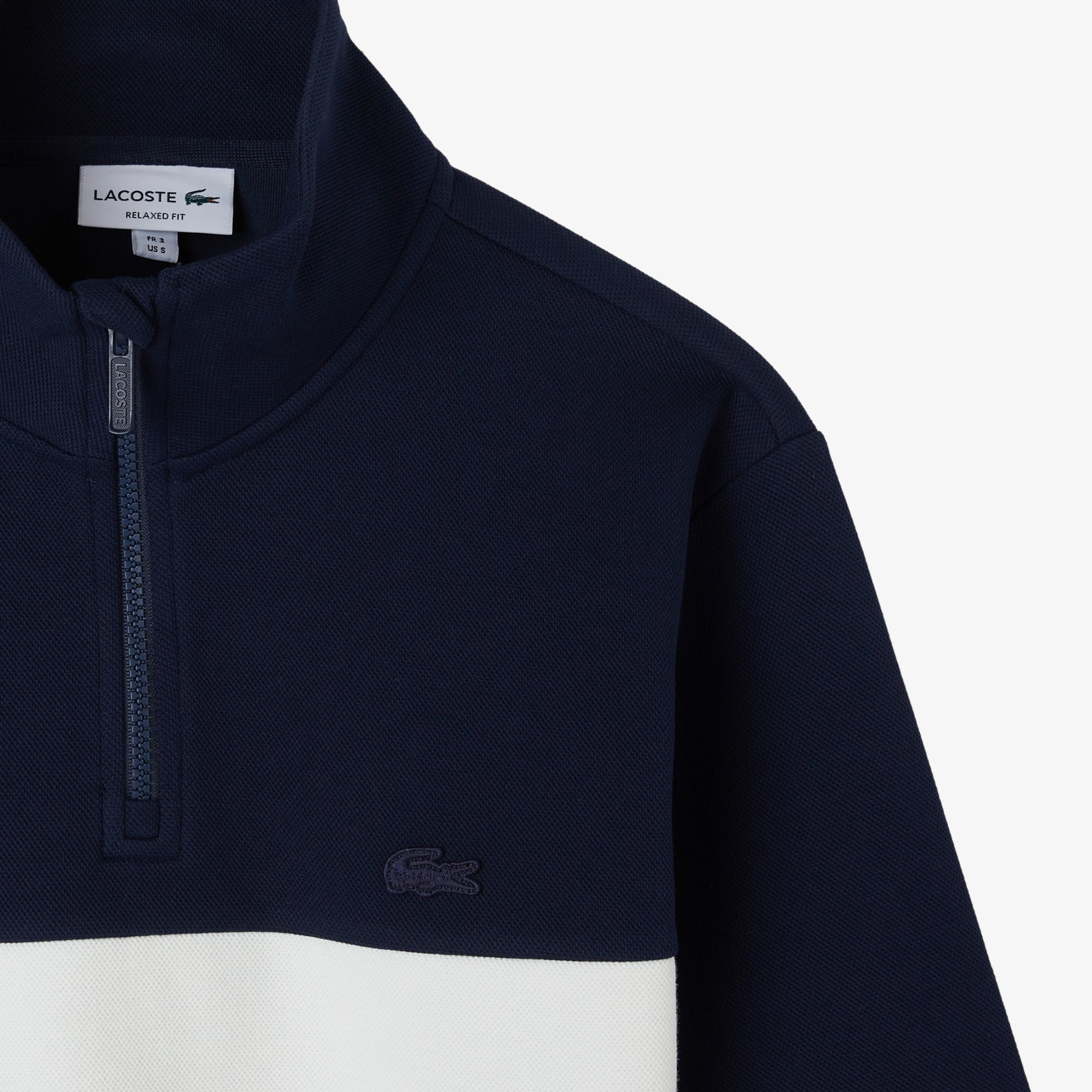 Lacoste Erkek Relaxed Fit Dik Yaka Renk Bloklu Lacivert Sweatshirt görsel 4