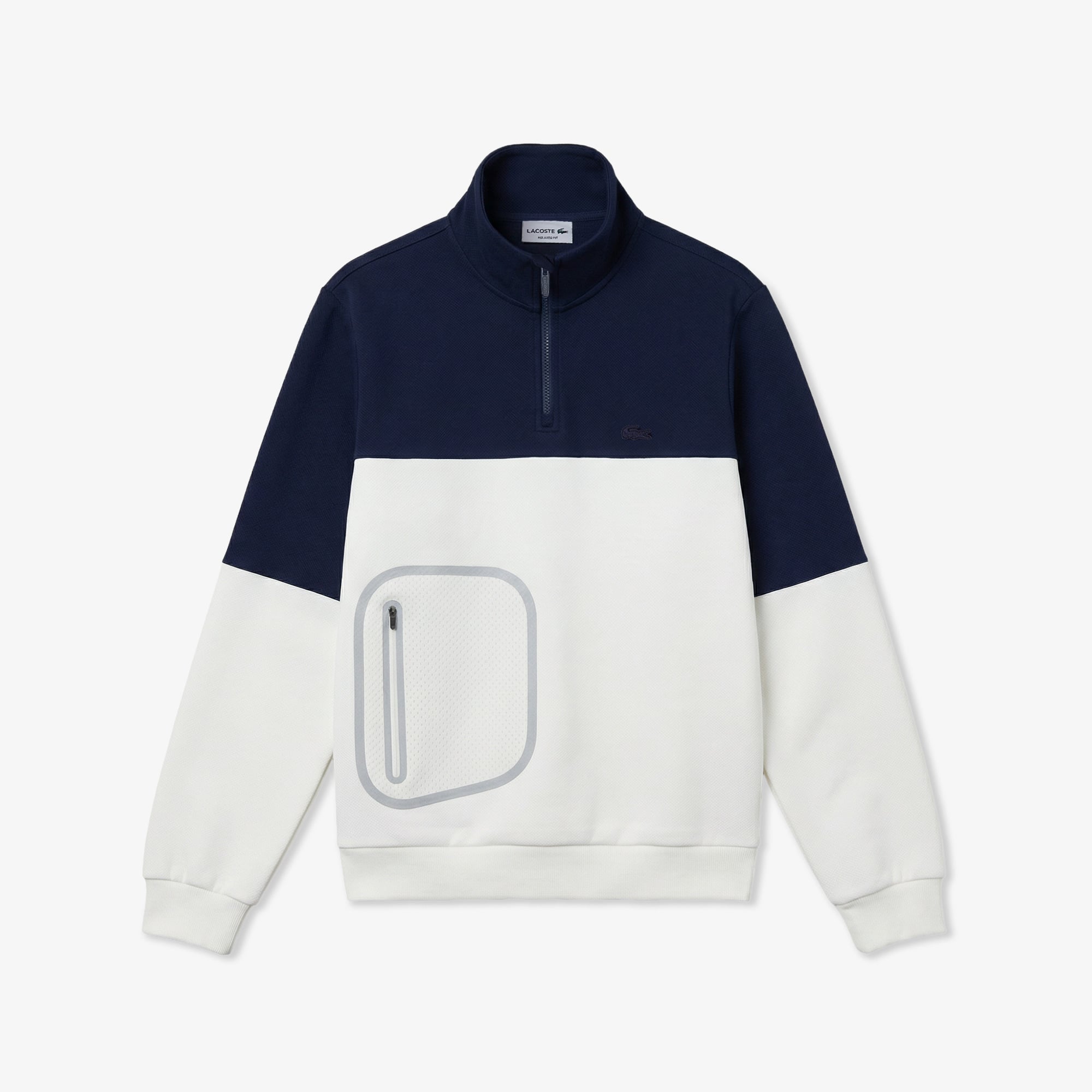 Lacoste Erkek Relaxed Fit Dik Yaka Renk Bloklu Lacivert Sweatshirt görsel 3