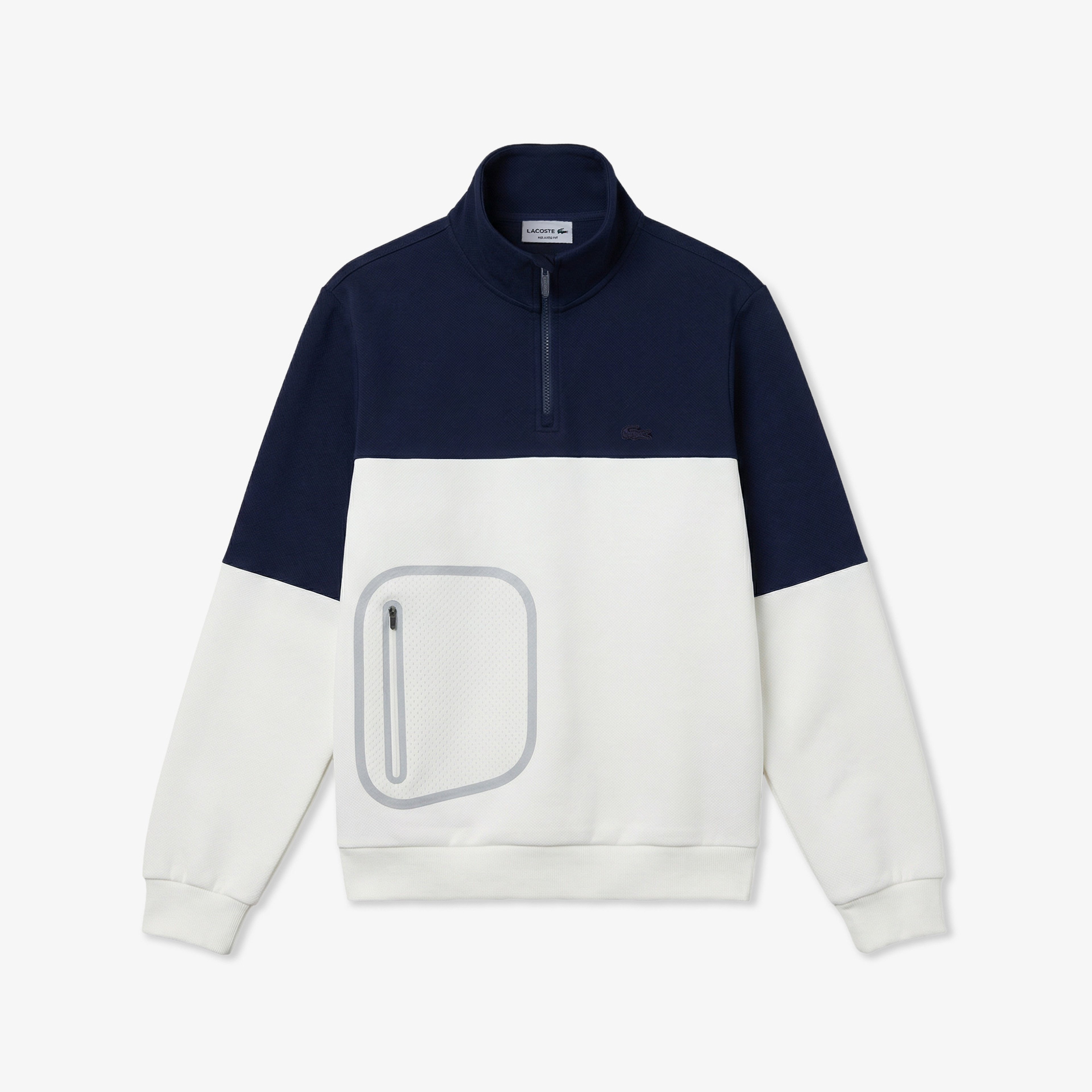 Erkek Relaxed Fit Dik Yaka Renk Bloklu Lacivert Sweatshirt