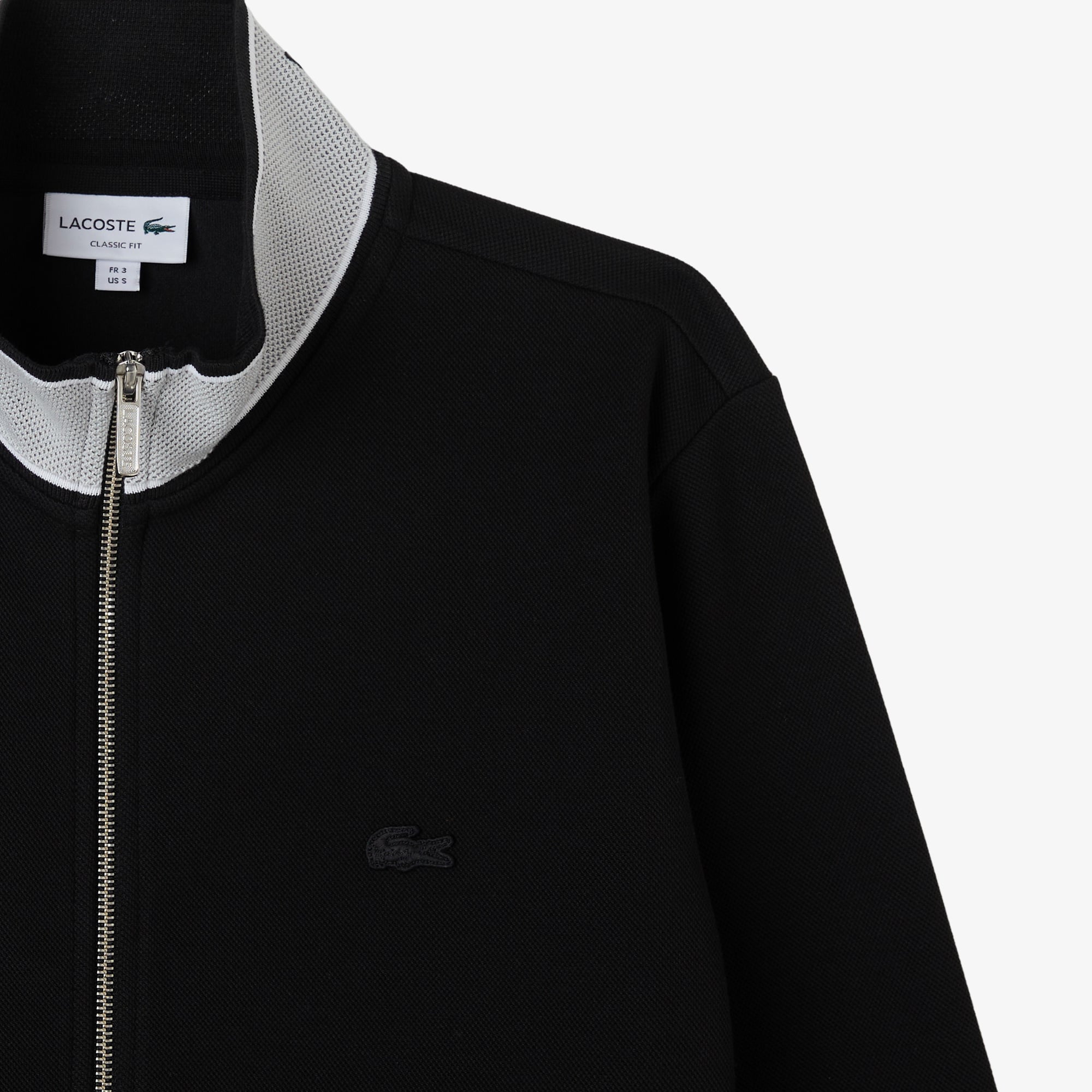 Lacoste Erkek Regular Fit Fermuarlı Renk Bloklu Siyah Sweatshirt görsel 4
