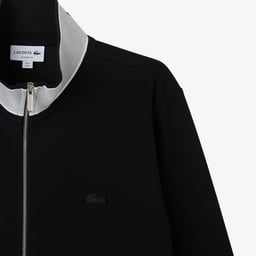Erkek Regular Fit Fermuarlı Renk Bloklu Siyah Sweatshirt Siyah