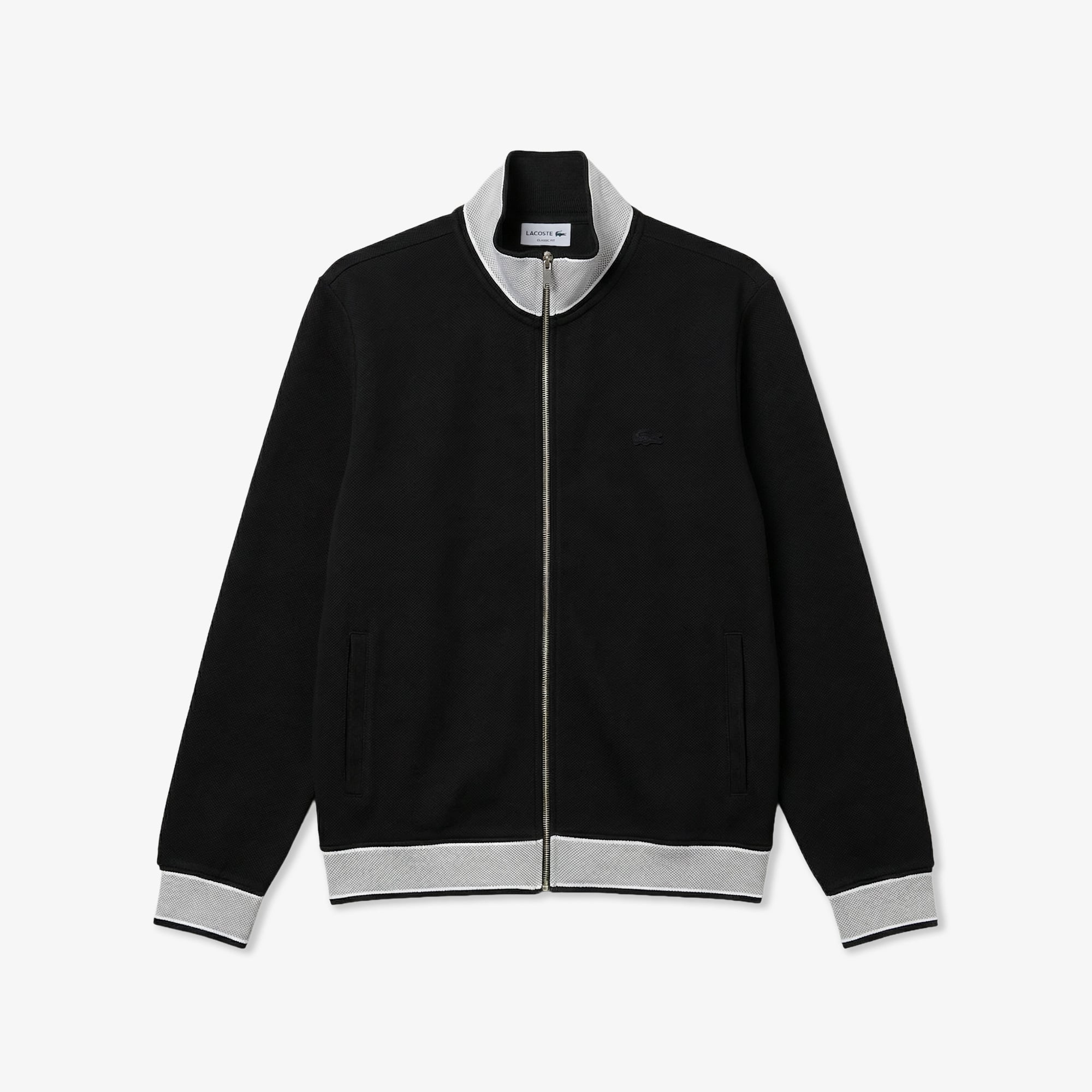 Lacoste Erkek Regular Fit Fermuarlı Renk Bloklu Siyah Sweatshirt görsel 3