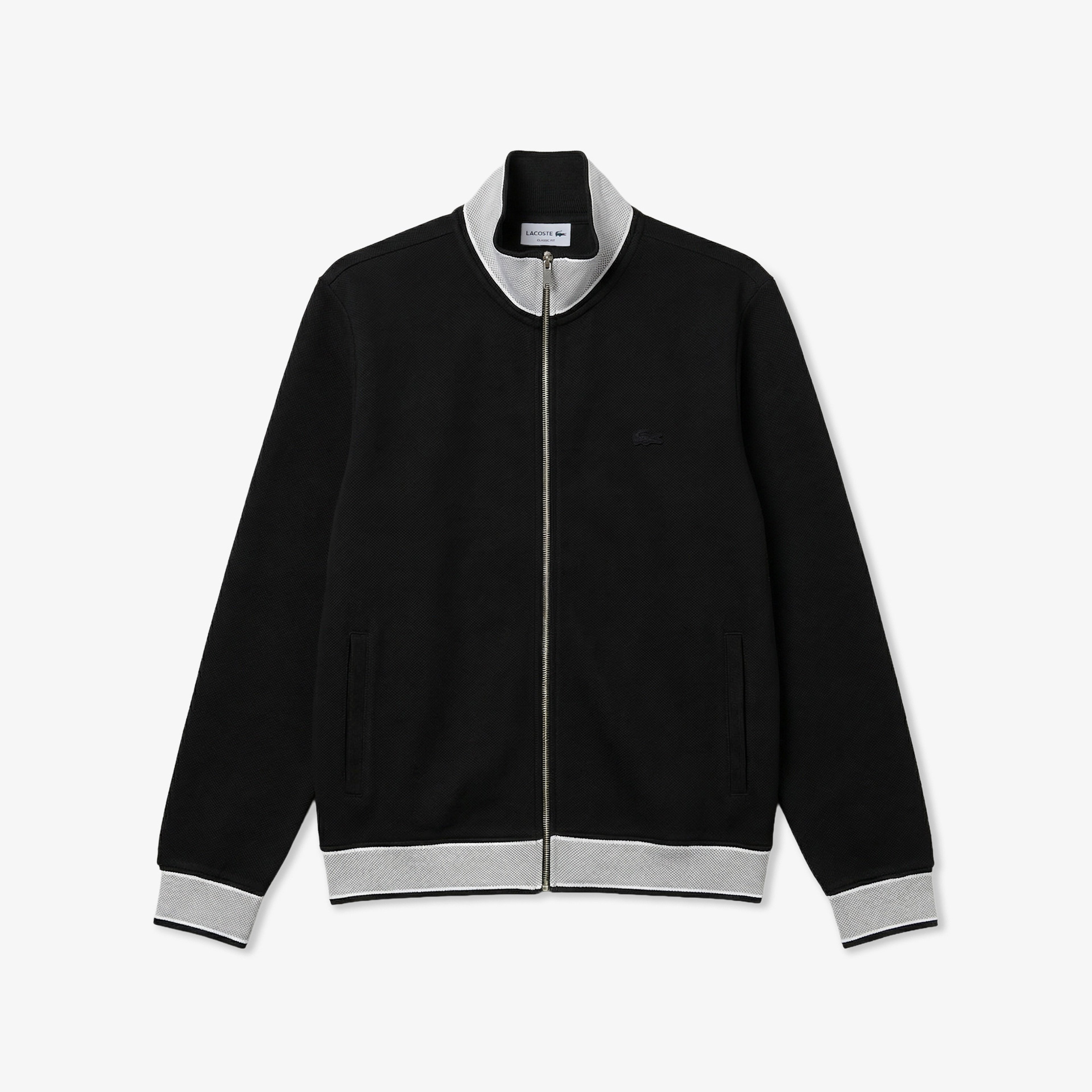 Erkek Regular Fit Fermuarlı Renk Bloklu Siyah Sweatshirt