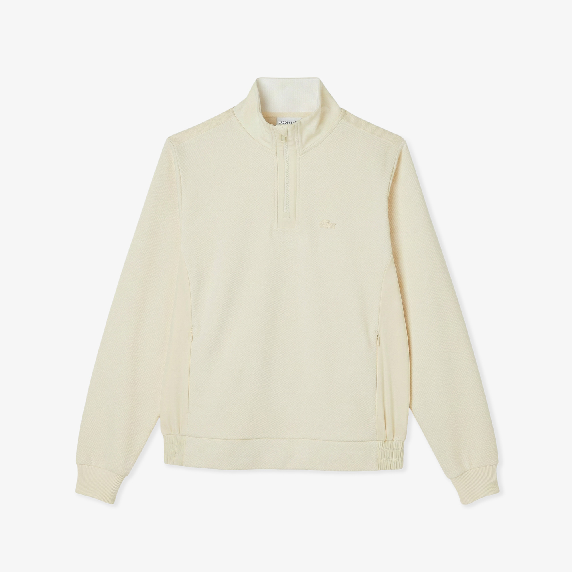 Lacoste Erkek Classic Fit Yarım Fermuarlı Bej Sweatshirt görsel 3