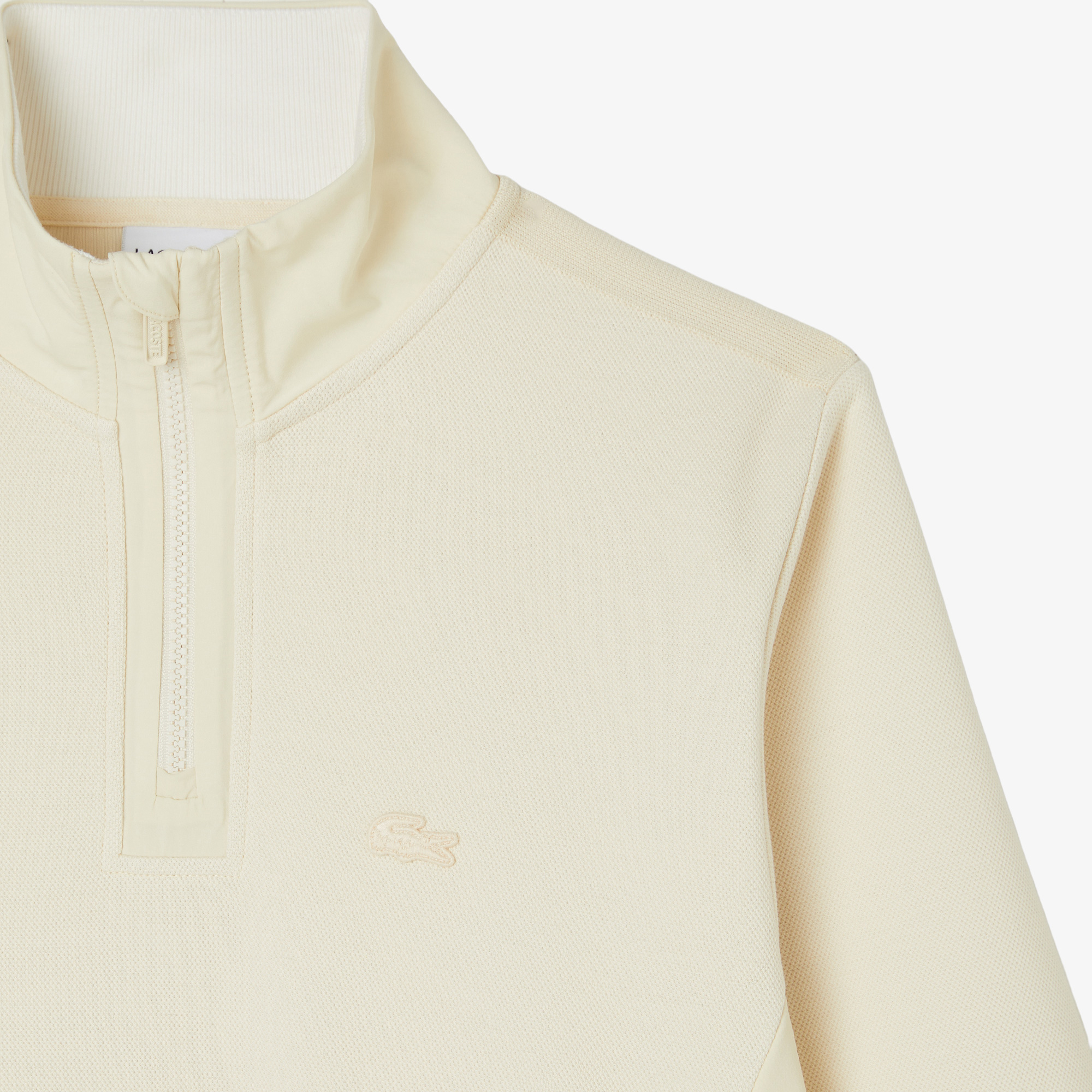 Lacoste Erkek Classic Fit Yarım Fermuarlı Bej Sweatshirt görsel 4