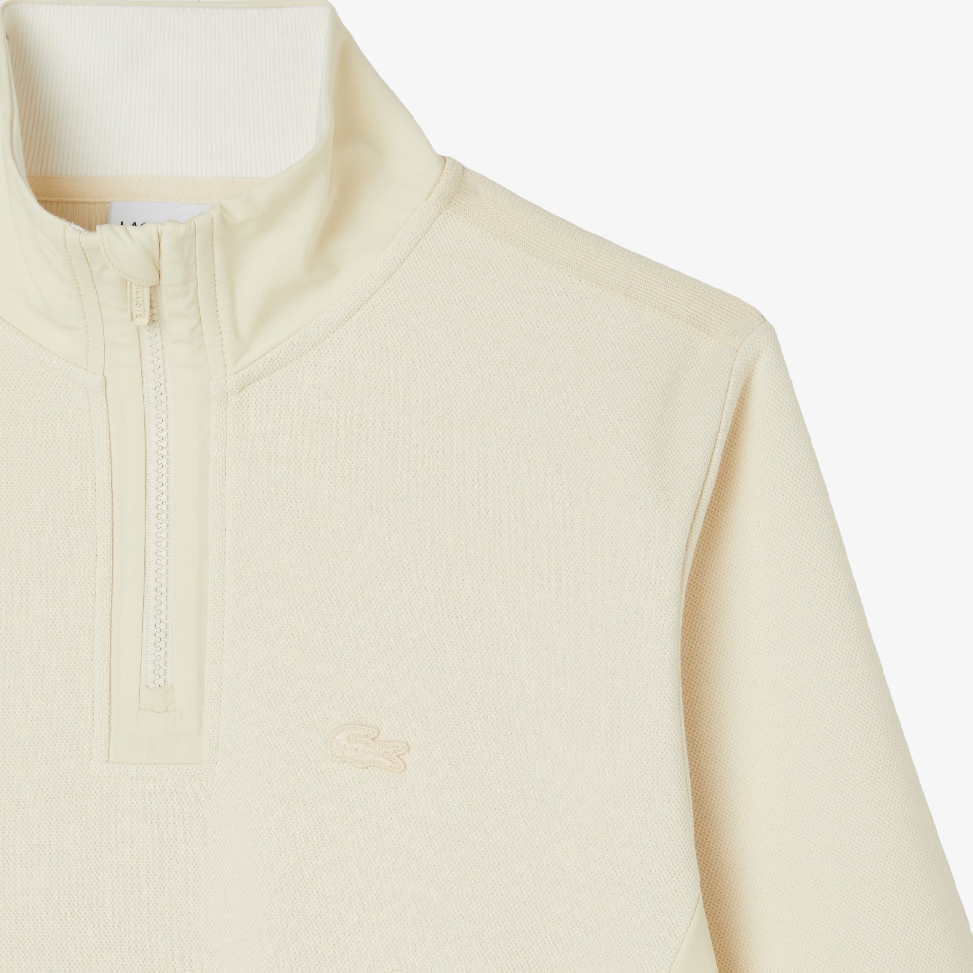 Erkek Classic Fit Yarım Fermuarlı Bej Sweatshirt