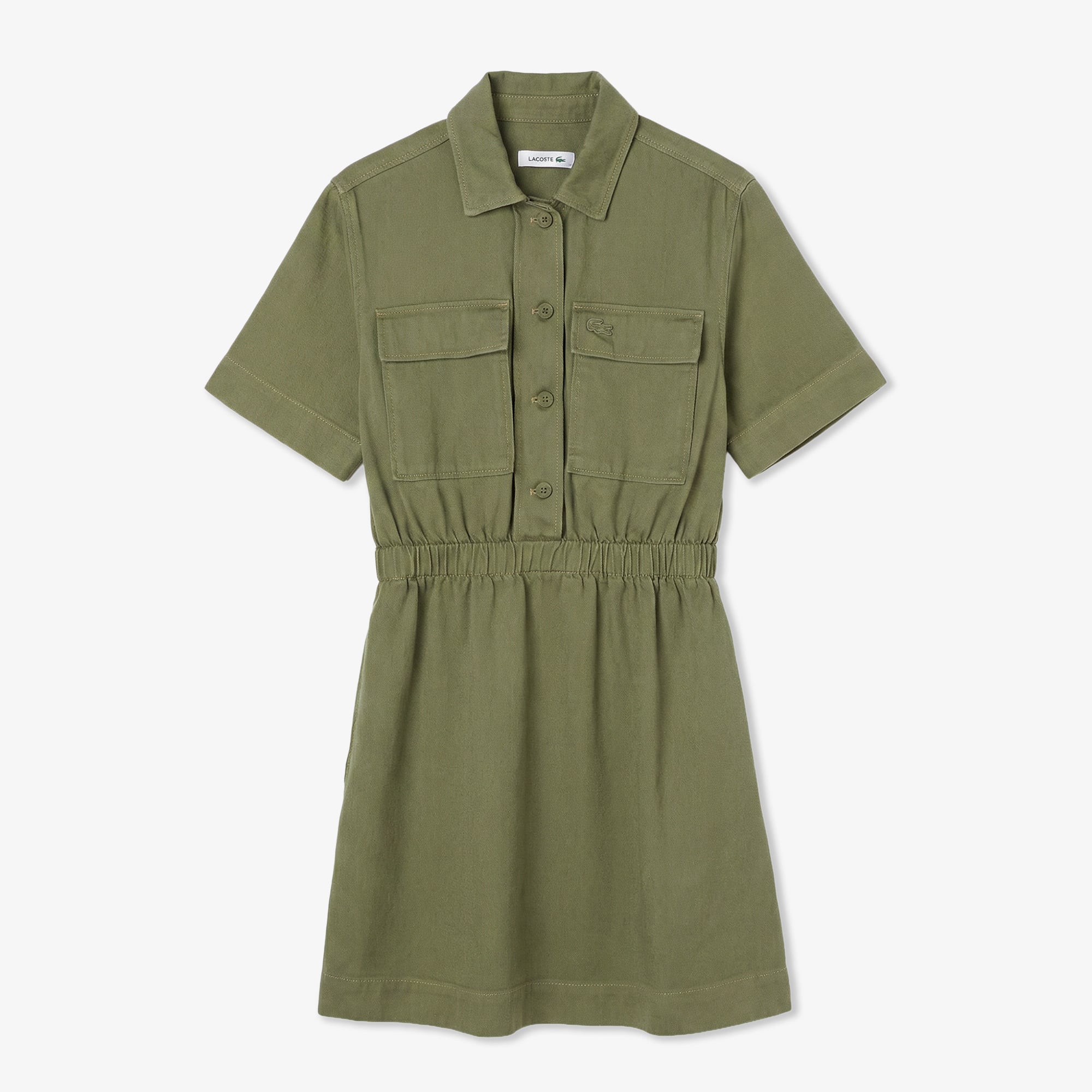 Lacoste Kadın Flare Fit Kısa Kollu Haki Elbise görsel 3