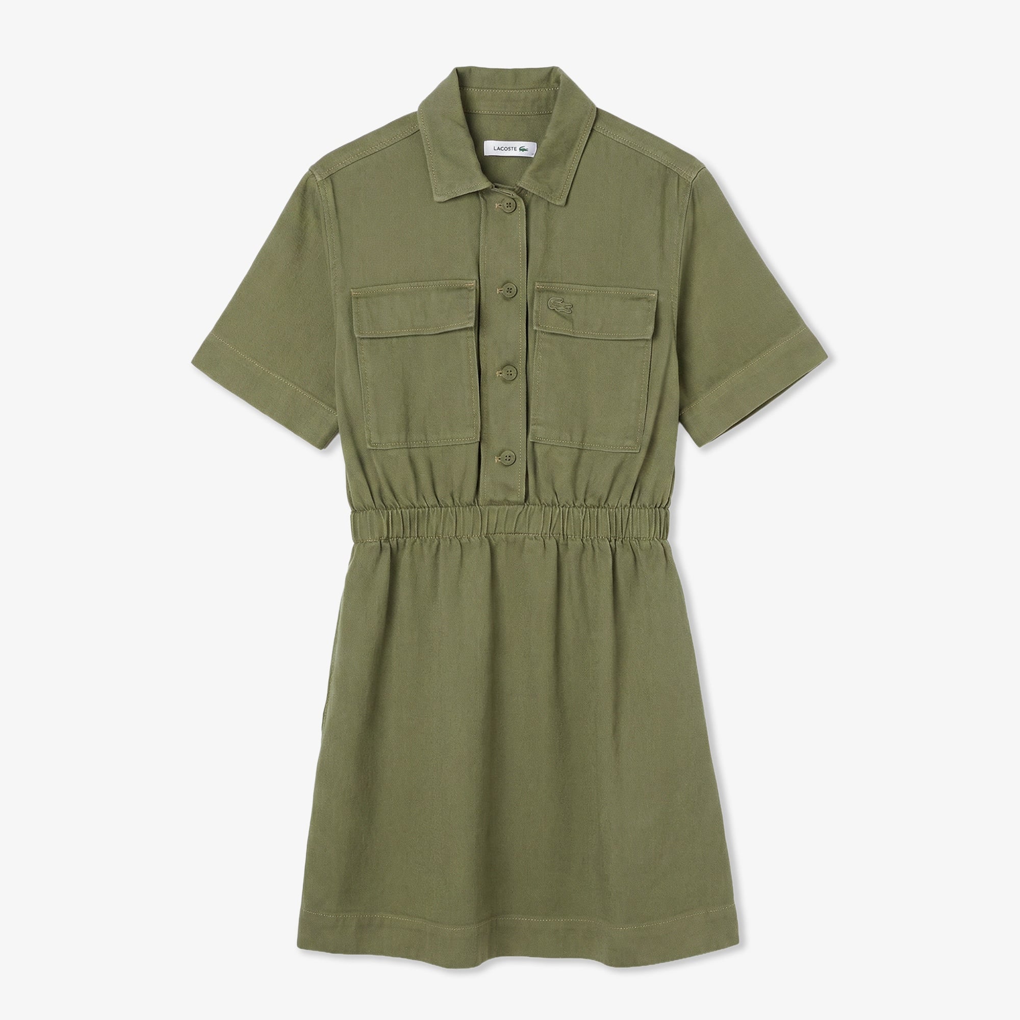 Kadın Flare Fit Kısa Kollu Haki Elbise