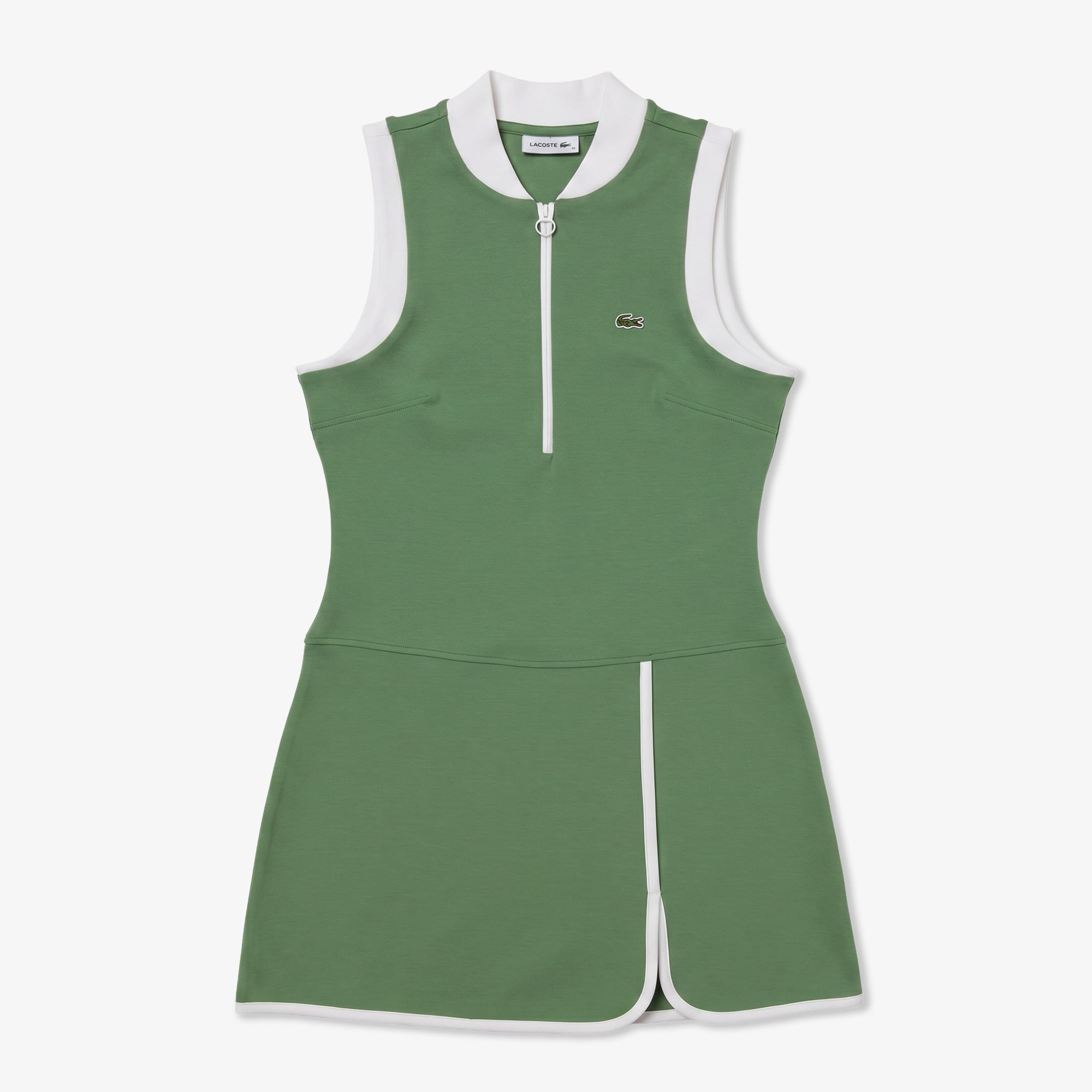 Lacoste Kadın Classic Fit Kolsuz Yarım Fermuarlı Yeşil Elbise görsel 3