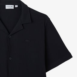 Erkek Relaxed Fit Kısa Kollu Çizgili Koyu Gri Gömlek Gri