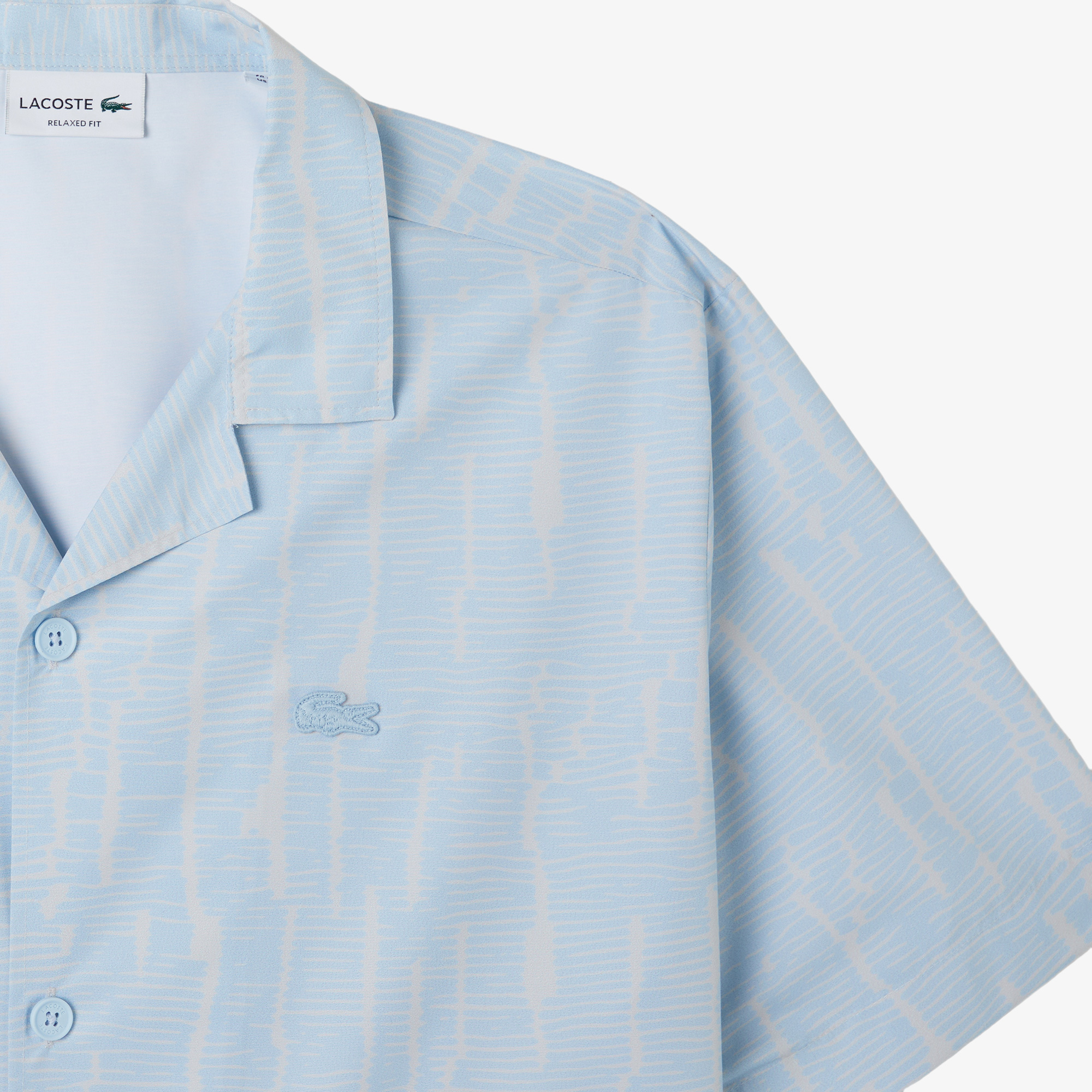 Lacoste Erkek Relaxed Fit Kısa Kollu Desenli Mavi Gömlek görsel 4