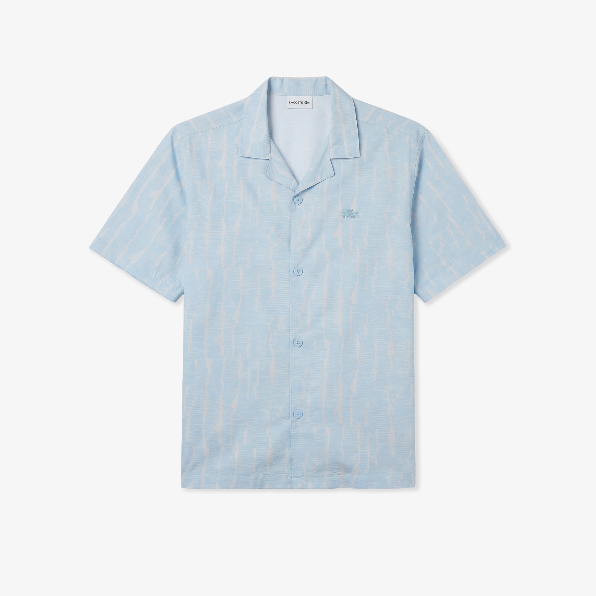 Erkek Relaxed Fit Kısa Kollu Desenli Mavi Gömlek