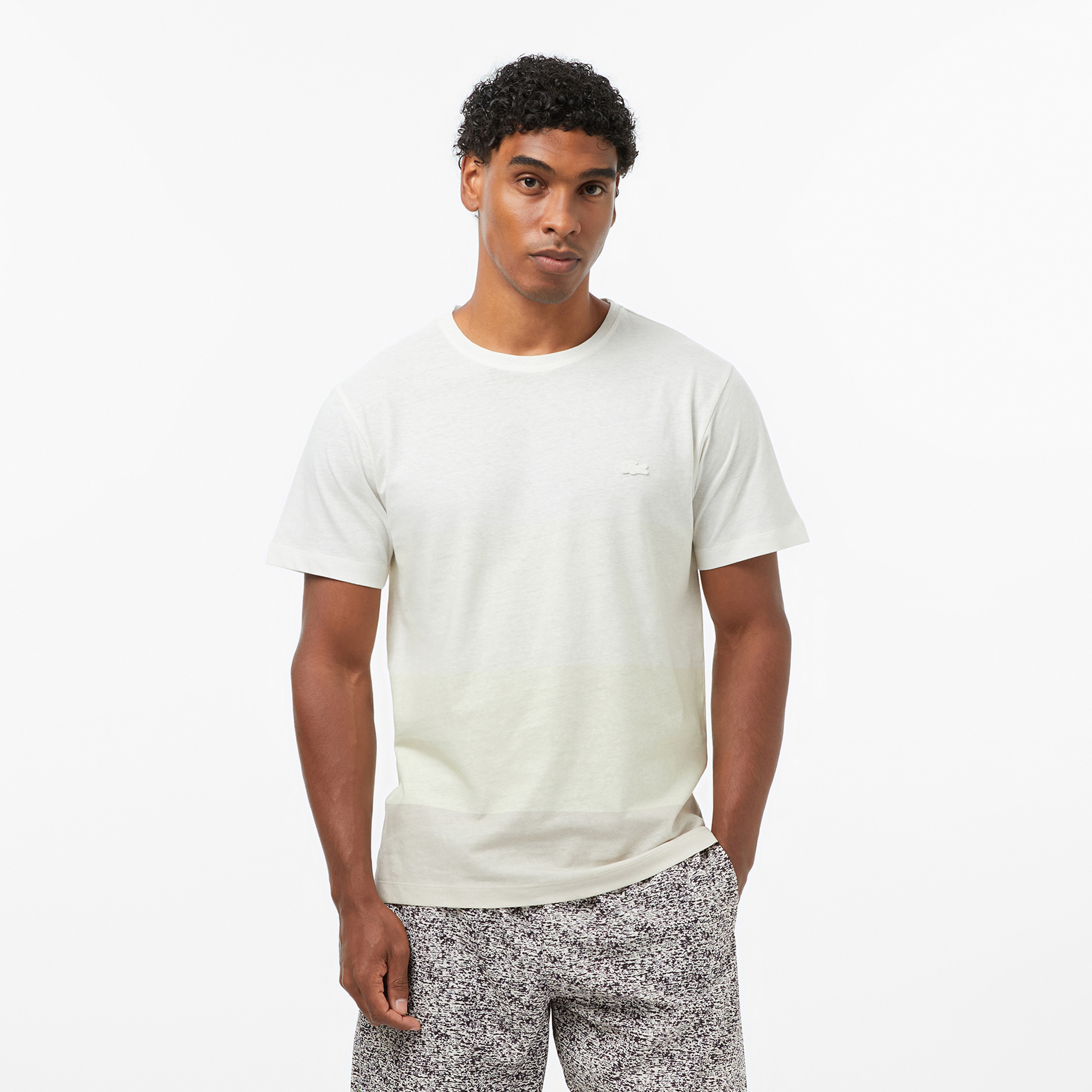 Erkek Regular Fit Bisiklet Yaka Renk Bloklu Bej T-Shirt Erkek Regular Fit Bisiklet Yaka Renk Bloklu Bej T-Shirt
