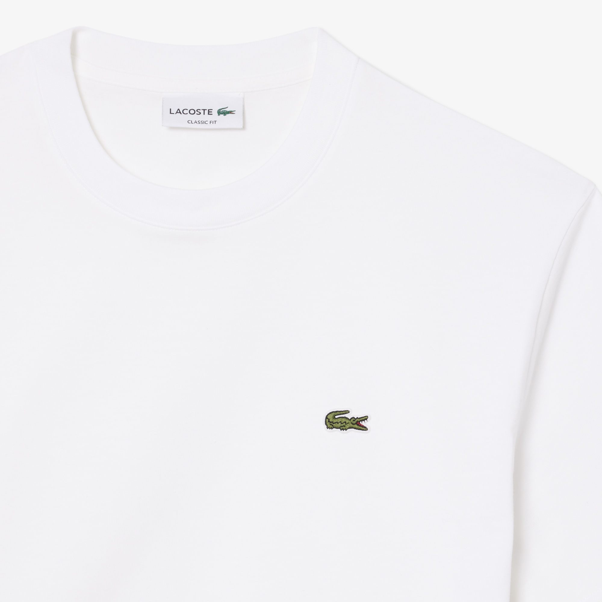 Lacoste Erkek Classic Fit Bisiklet Yaka Beyaz T-Shirt görsel 5