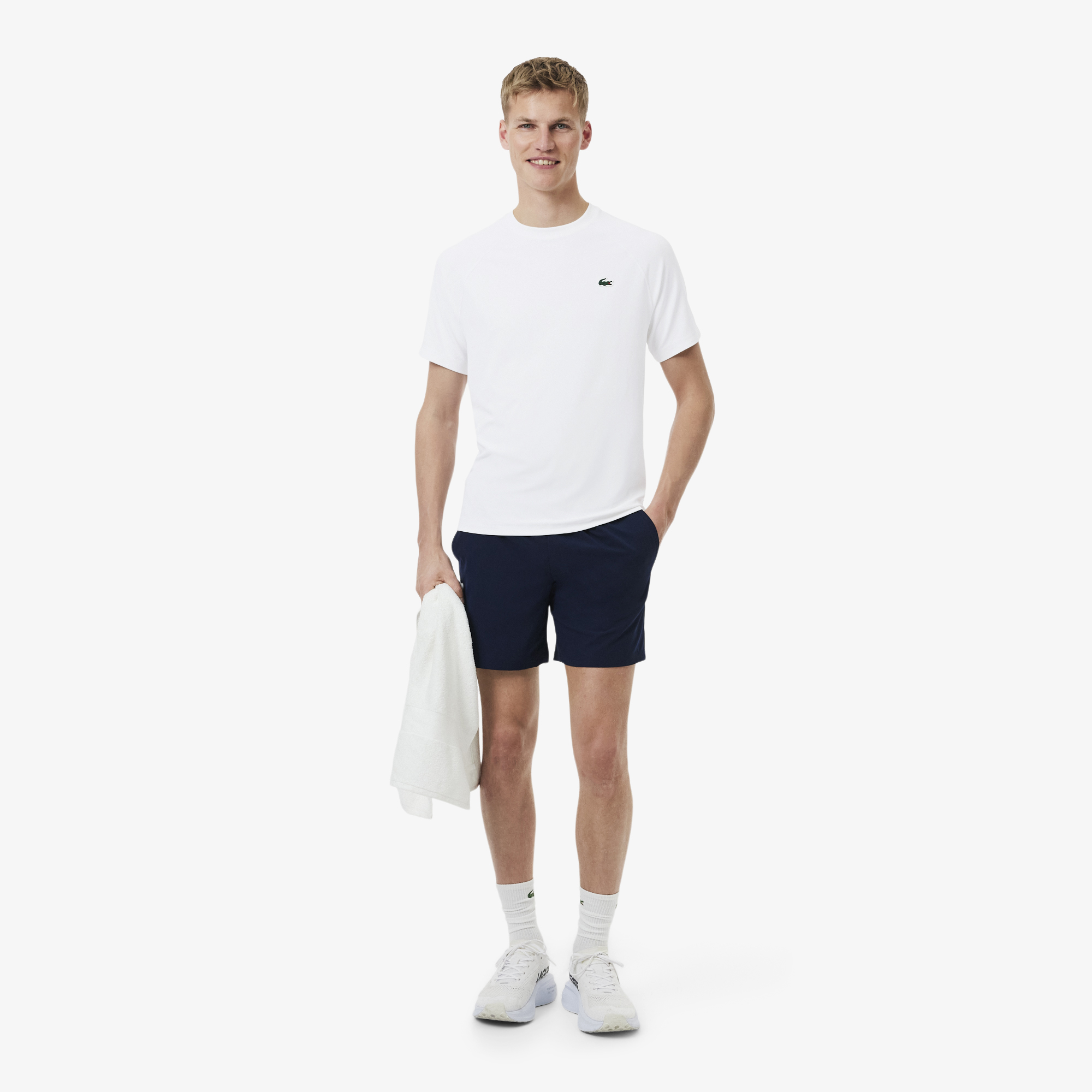 Lacoste Erkek Regular Fit Bisiklet Yaka Beyaz T-Shirt görsel 8