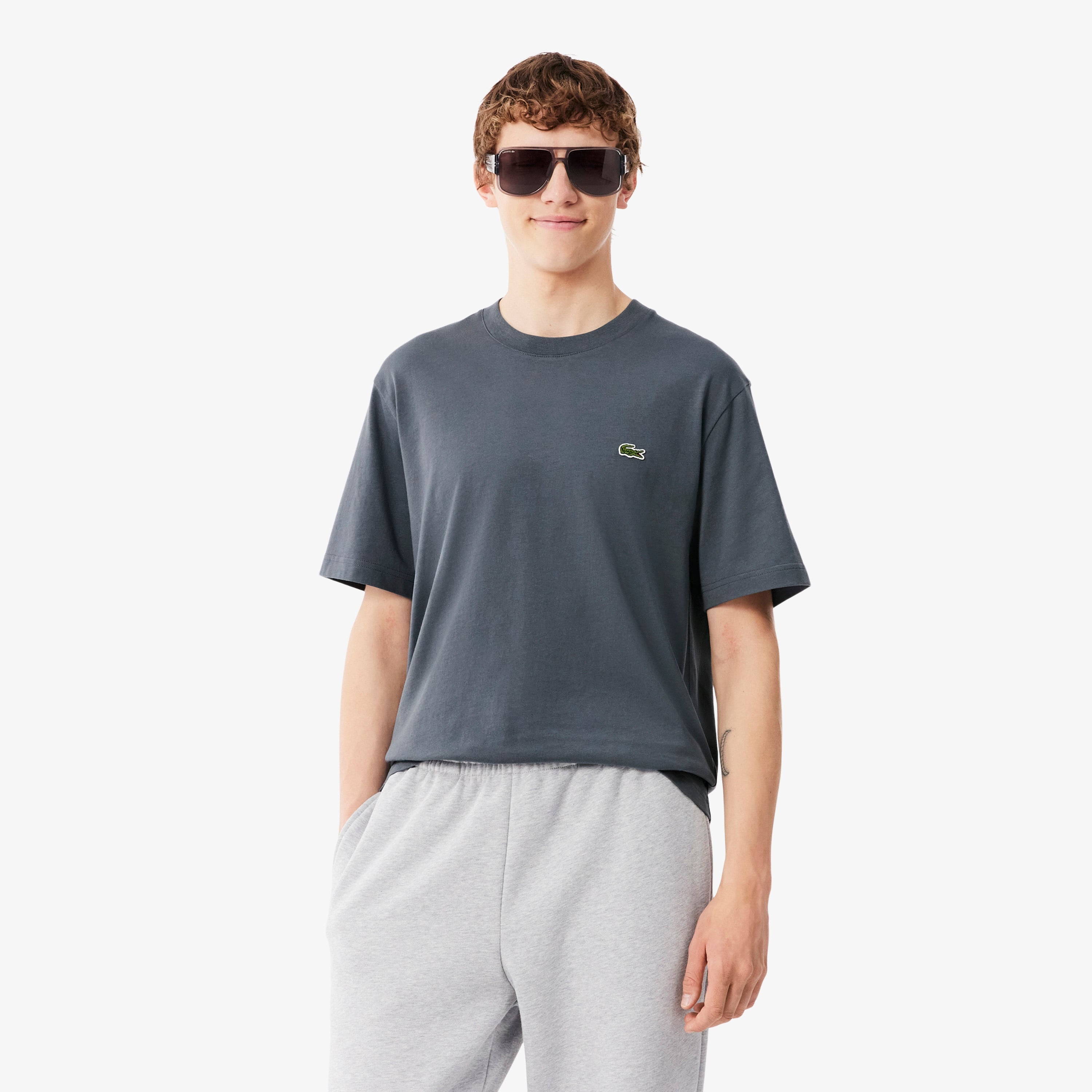 Erkek Classic Fit Bisiklet Yaka Koyu Gri T-Shirt
