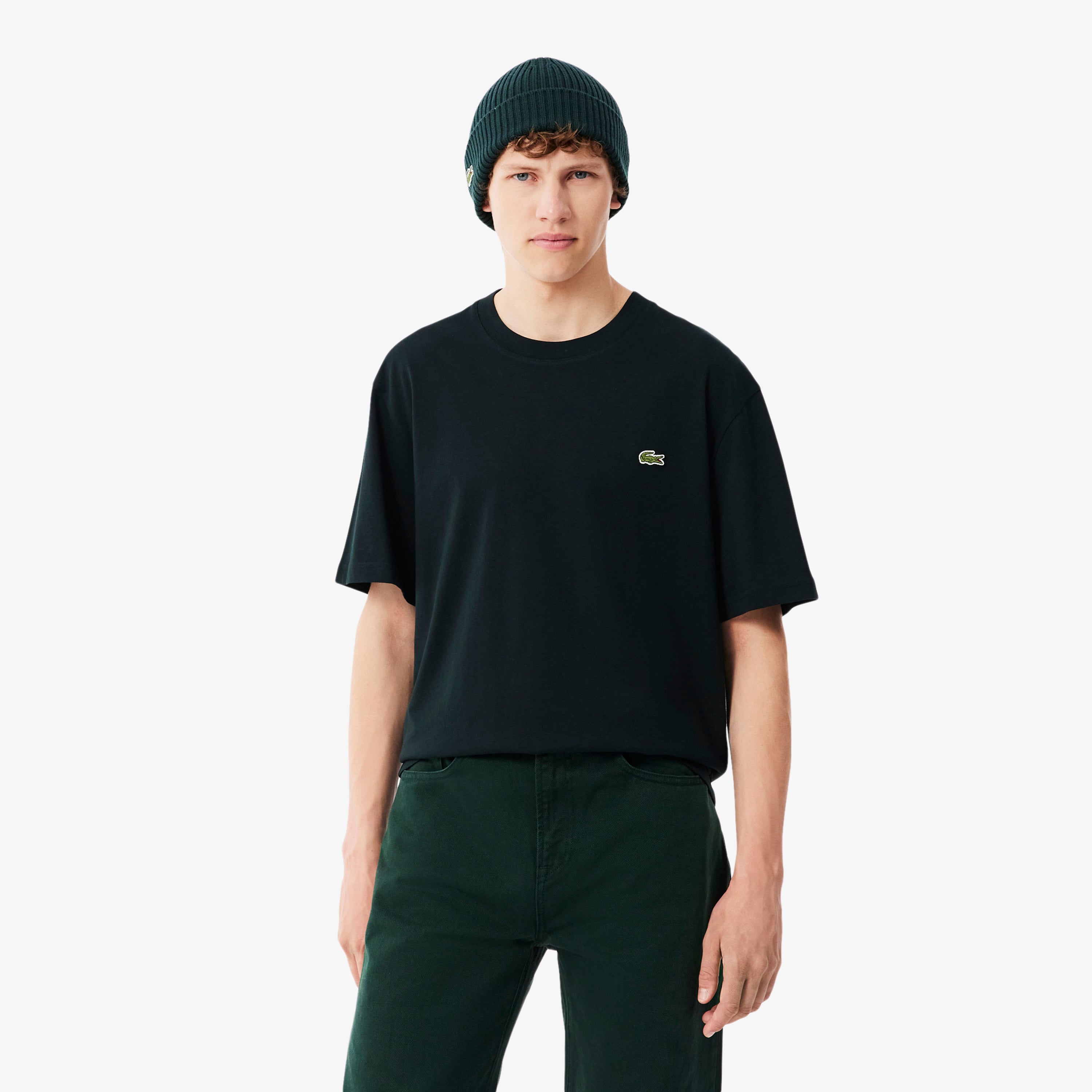Erkek Classic Fit Bisiklet Yaka Koyu Yeşil T-Shirt TH7318.GJP