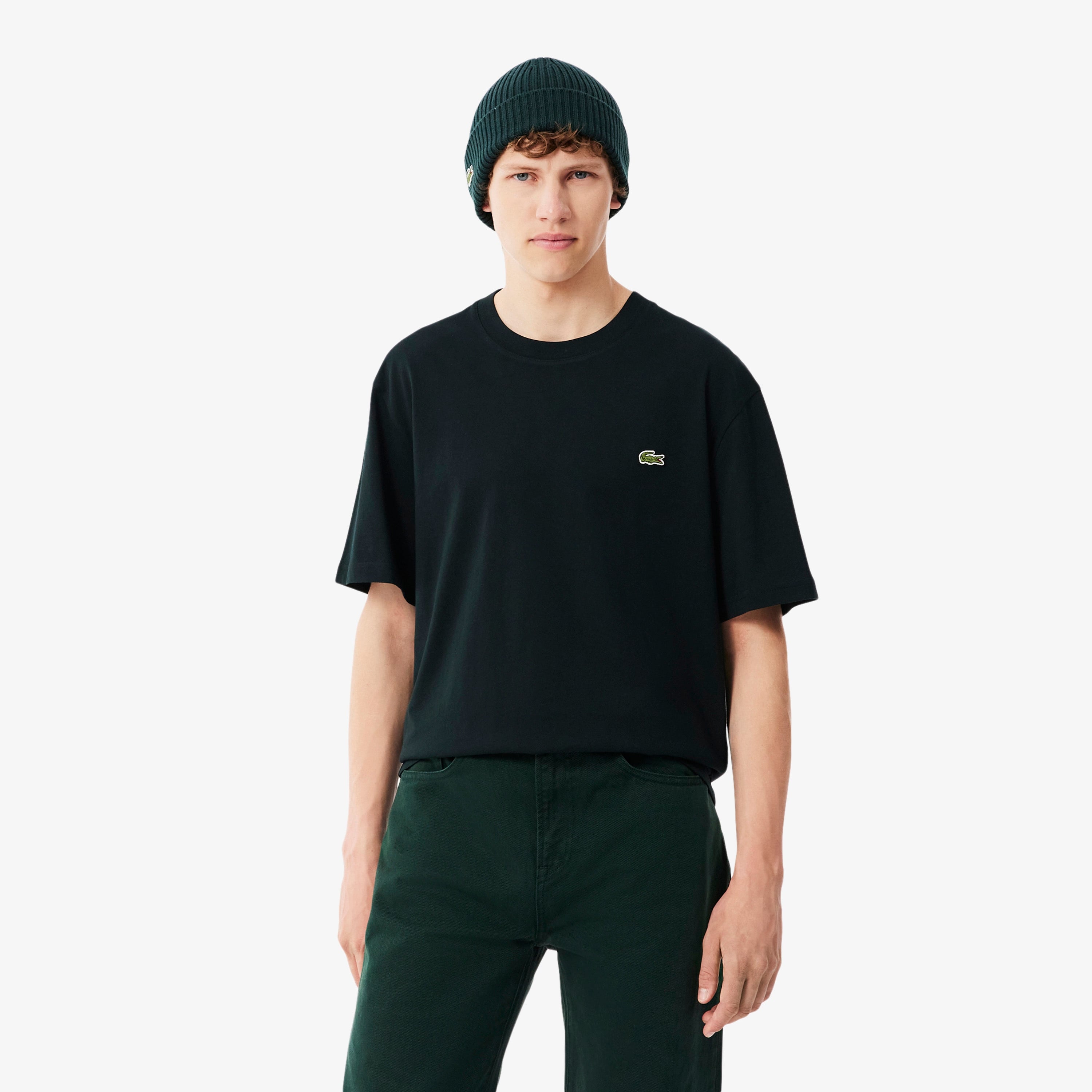 Erkek Classic Fit Bisiklet Yaka Koyu Yeşil T-Shirt