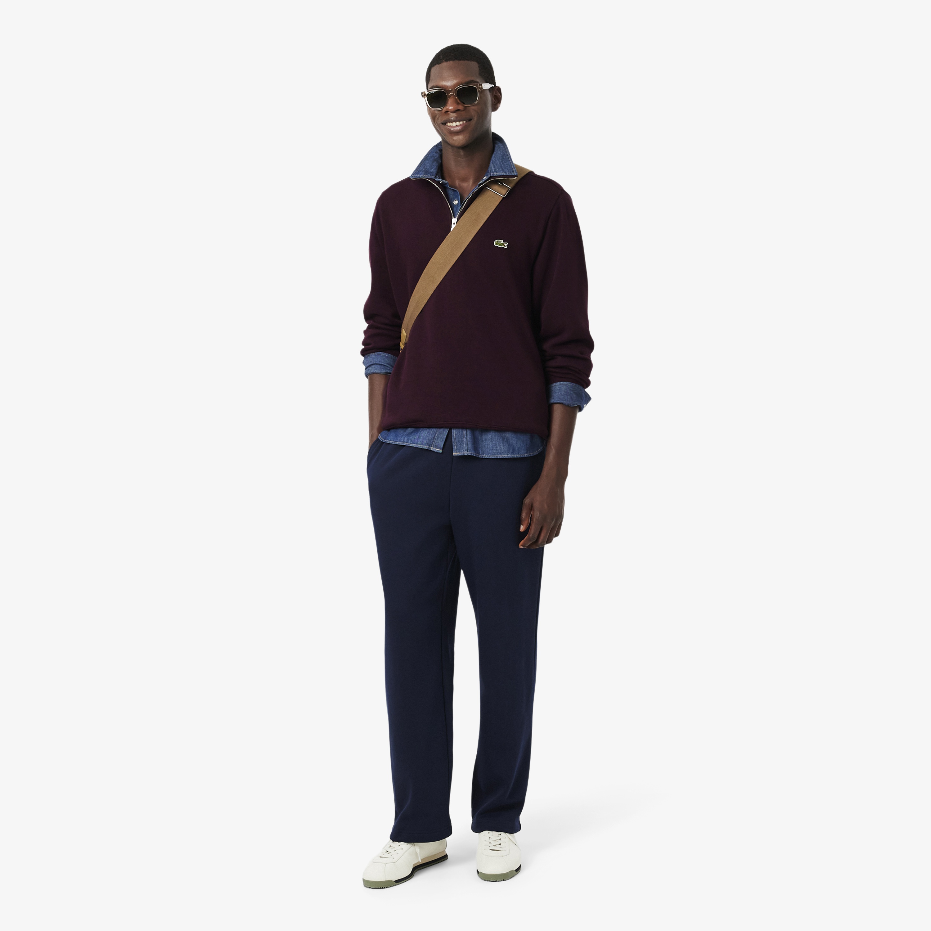 Erkek Regular Fit Yarım Fermuarlı Bordo Sweatshirt