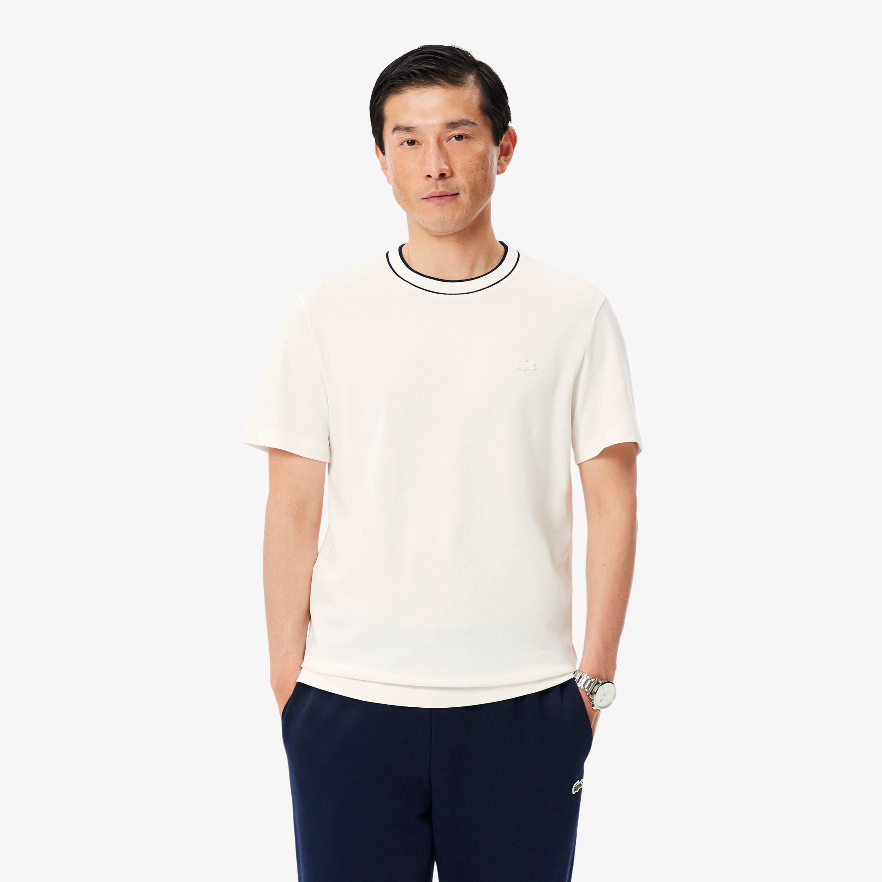 Lacoste Erkek Regular Fit Bisiklet Yaka Beyaz T-Shirt