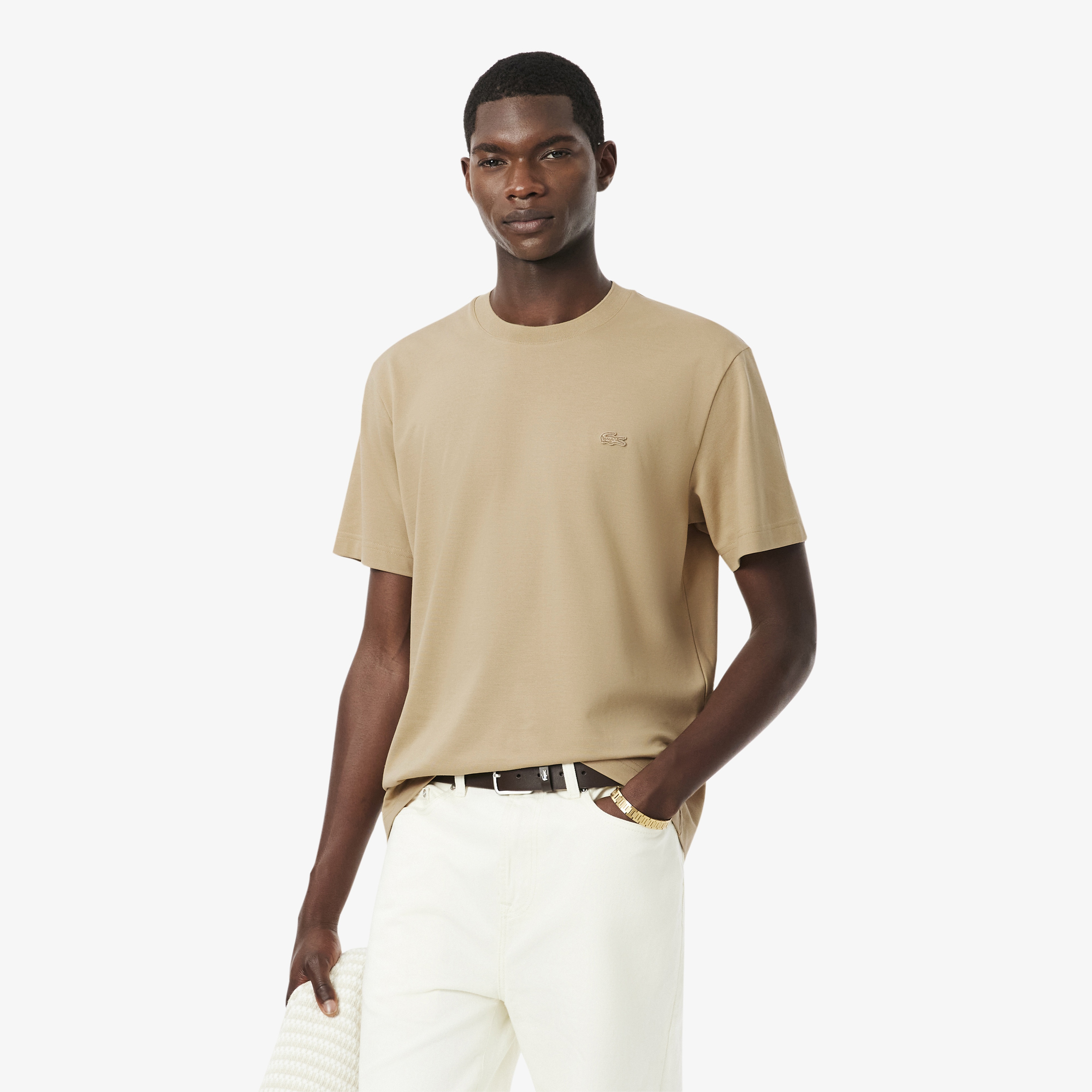 Erkek Classic Fit Bisiklet Yaka Bej T-Shirt Erkek Classic Fit Bisiklet Yaka Bej T-Shirt