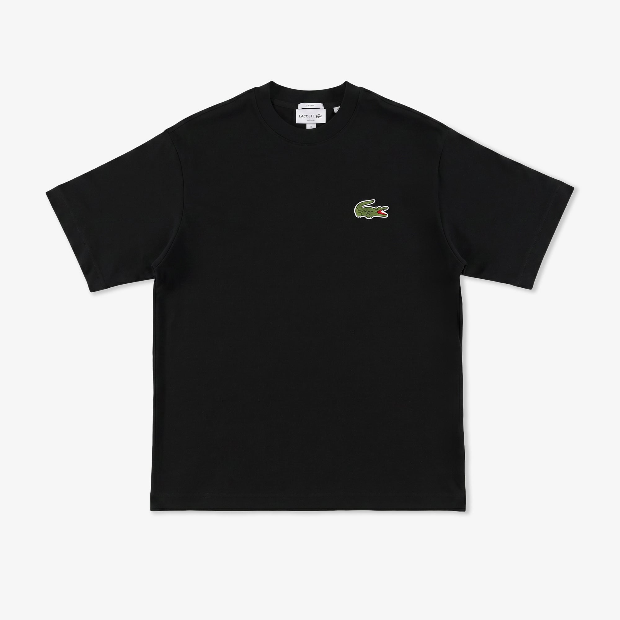 Lacoste Unisex Loose Fit Bisiklet Yaka Organik Pamuk Siyah T-Shirt görsel 3