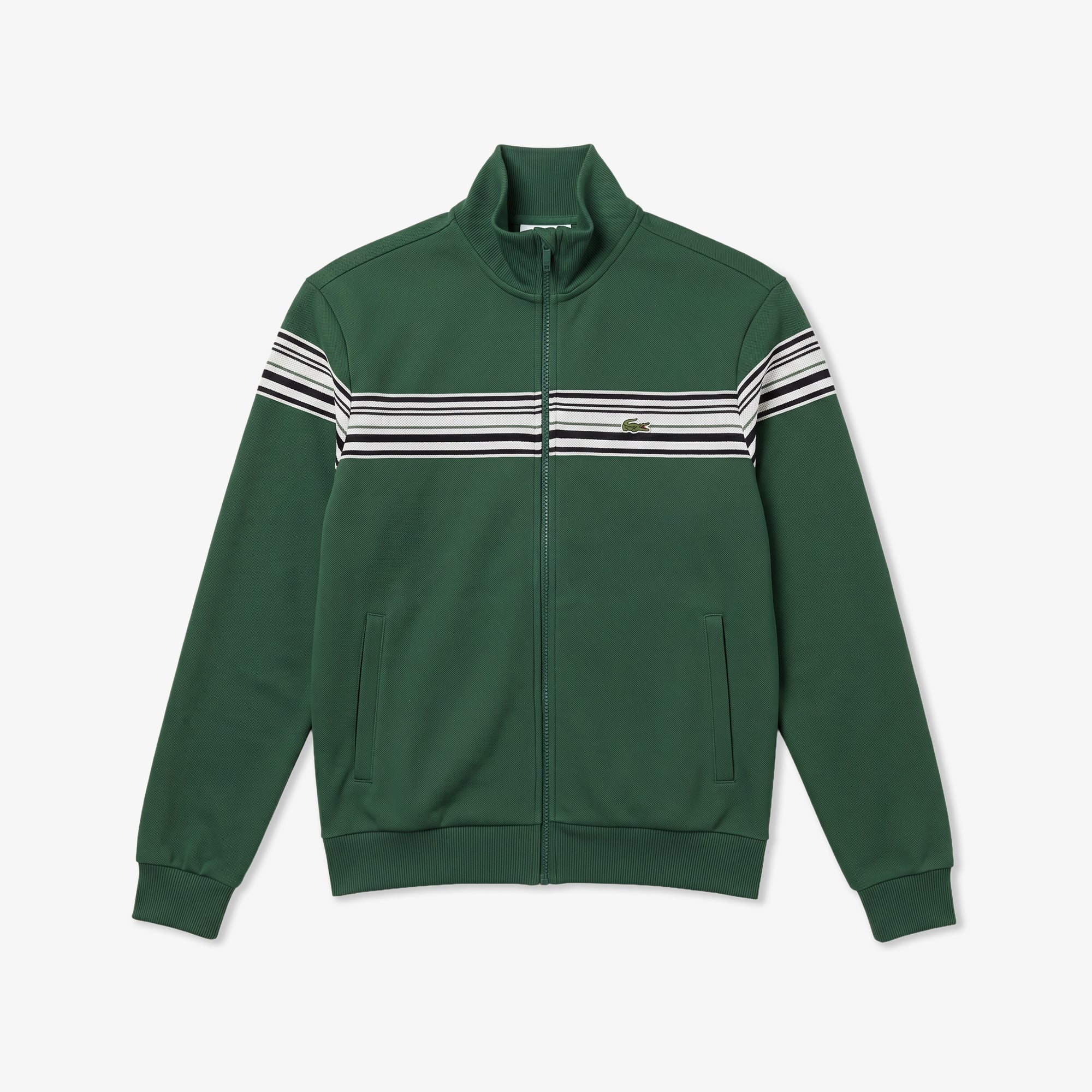 Lacoste Erkek Regular Fit Fermuarlı Renk Bloklu Yeşil Sweatshirt görsel 2